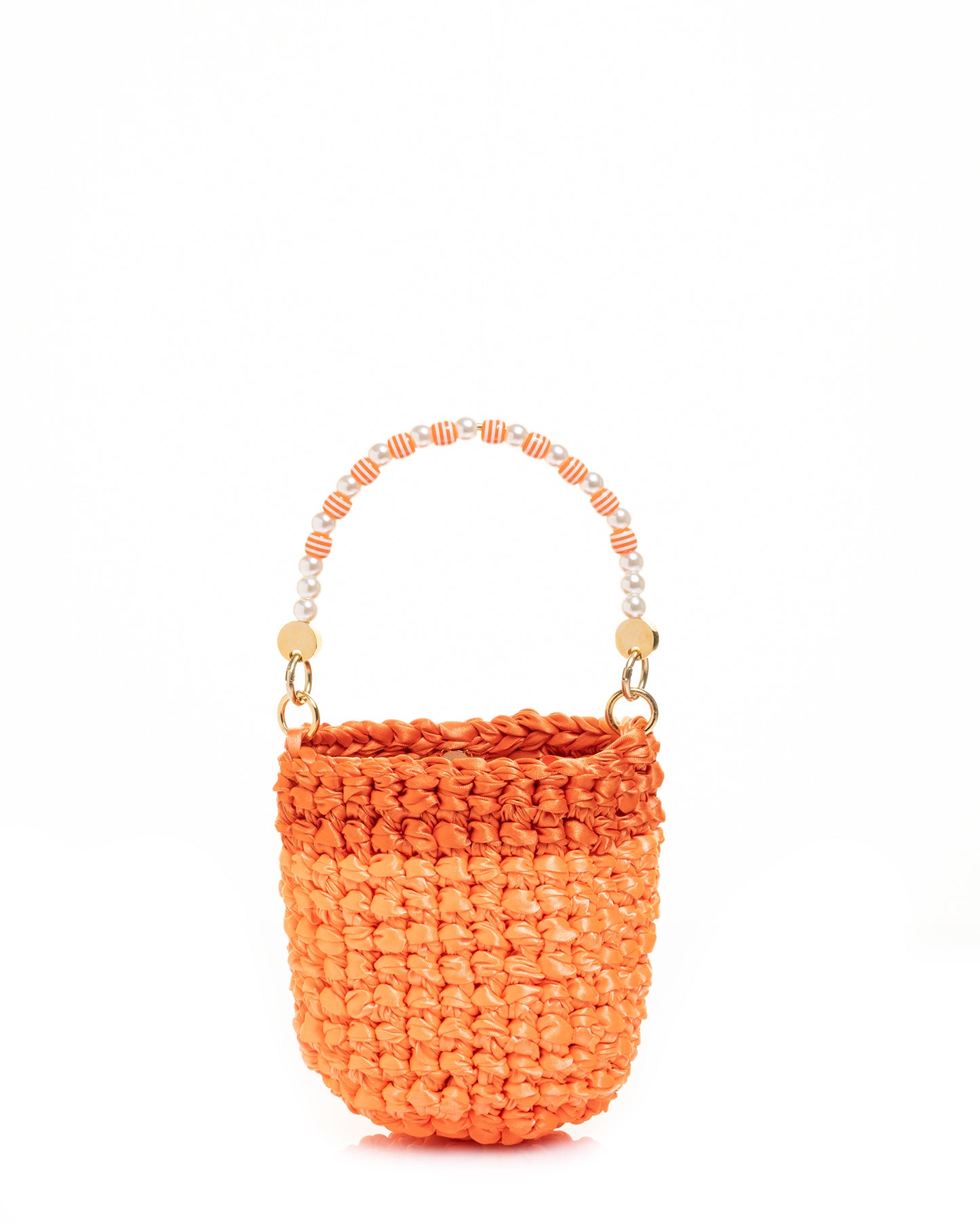 Crochet Asa Rígida con Perlas y Cadena en Naranja Bitono