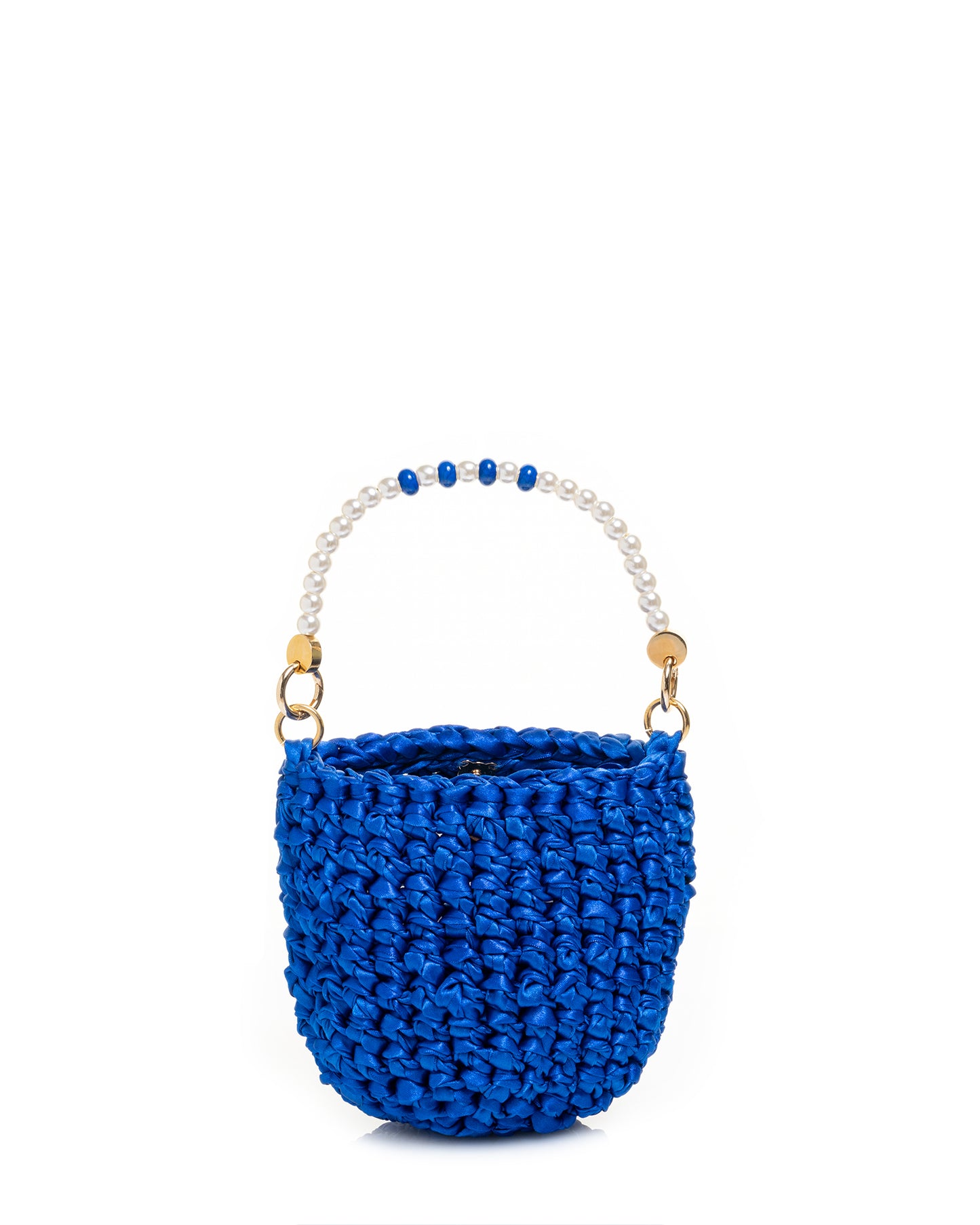 Crochet Asa Rígida con Perlas y Cadena en Azul Indigo