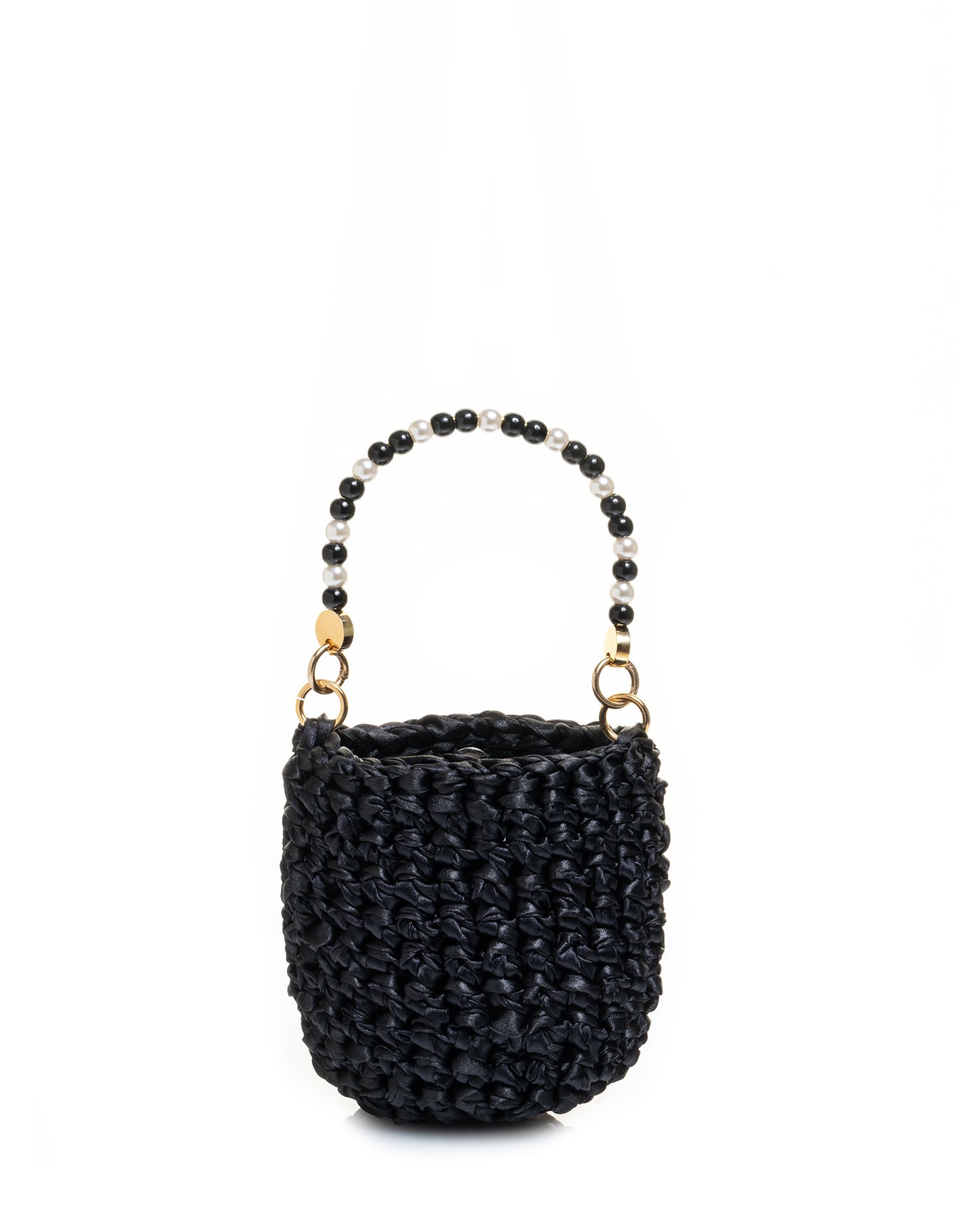 Crochet Asa Rígida con Perlas y Cadena en Negro