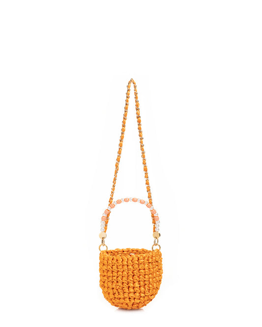 Crochet Asa Rígida con Perlas y Cadena en Naranja Claro