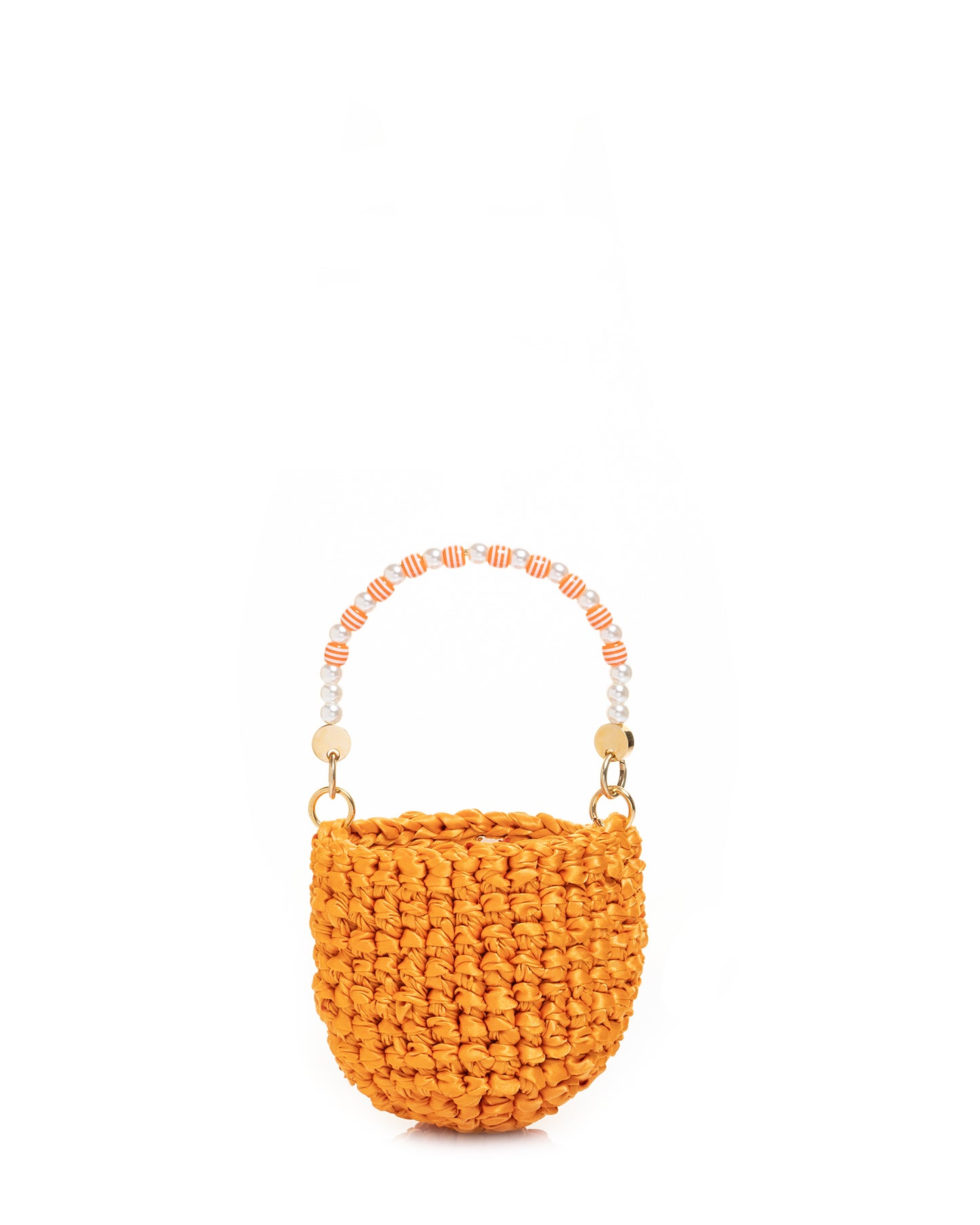 Crochet Asa Rígida con Perlas y Cadena en Naranja Claro