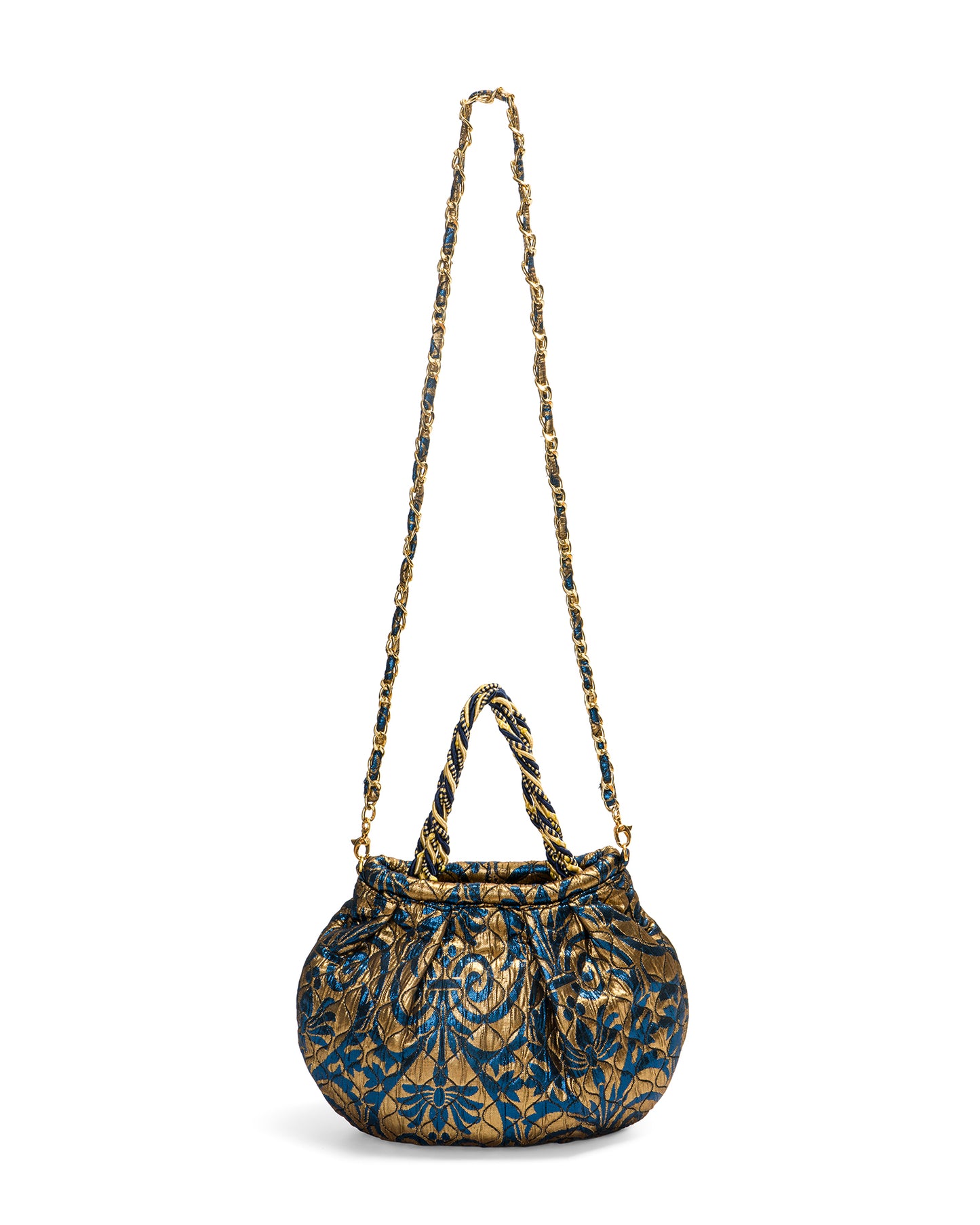 Brocade Bag in Blue and Gold