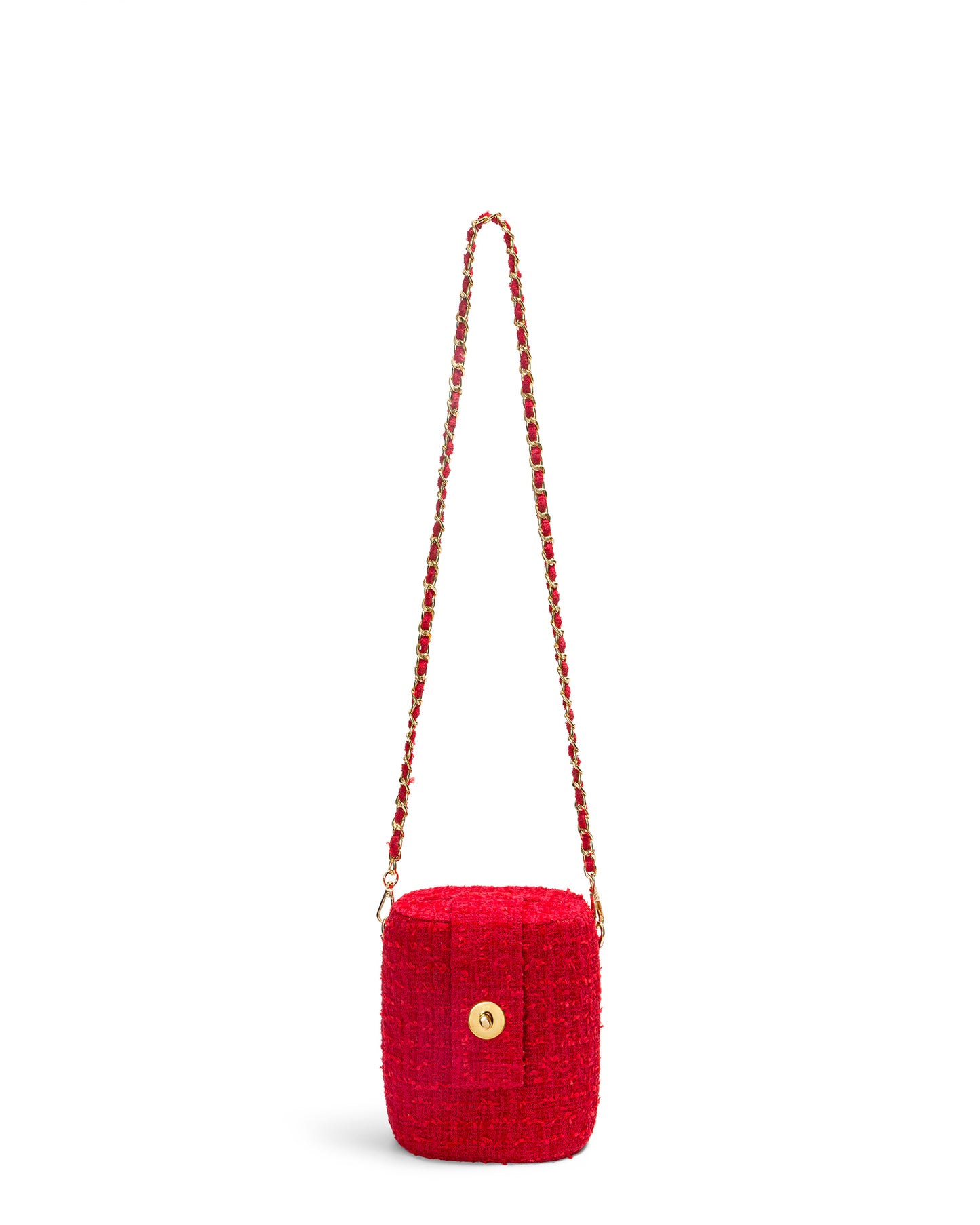 Bolso Baúl Tweed Rojo