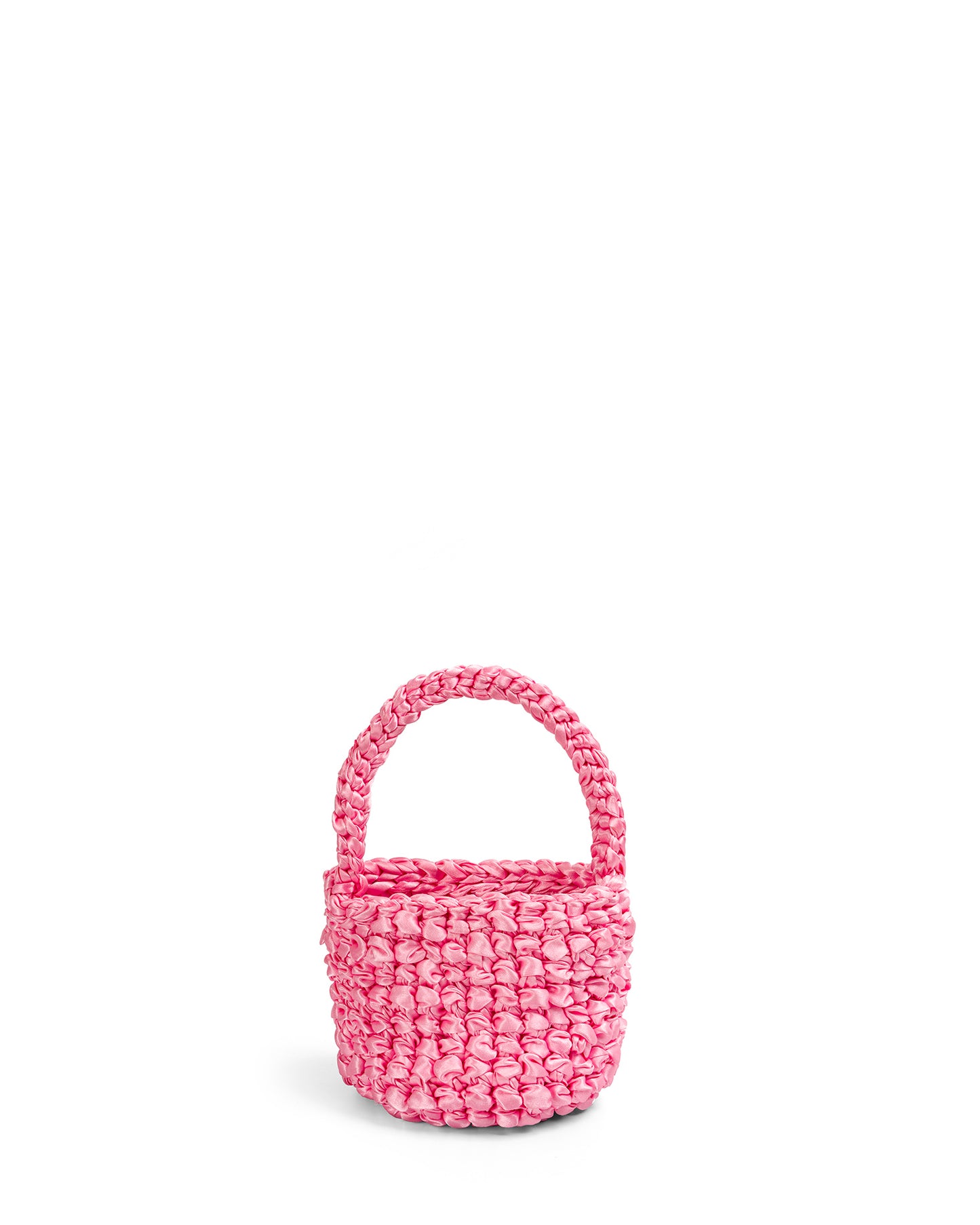 Short Woven Handle And Chain Bag In Pink