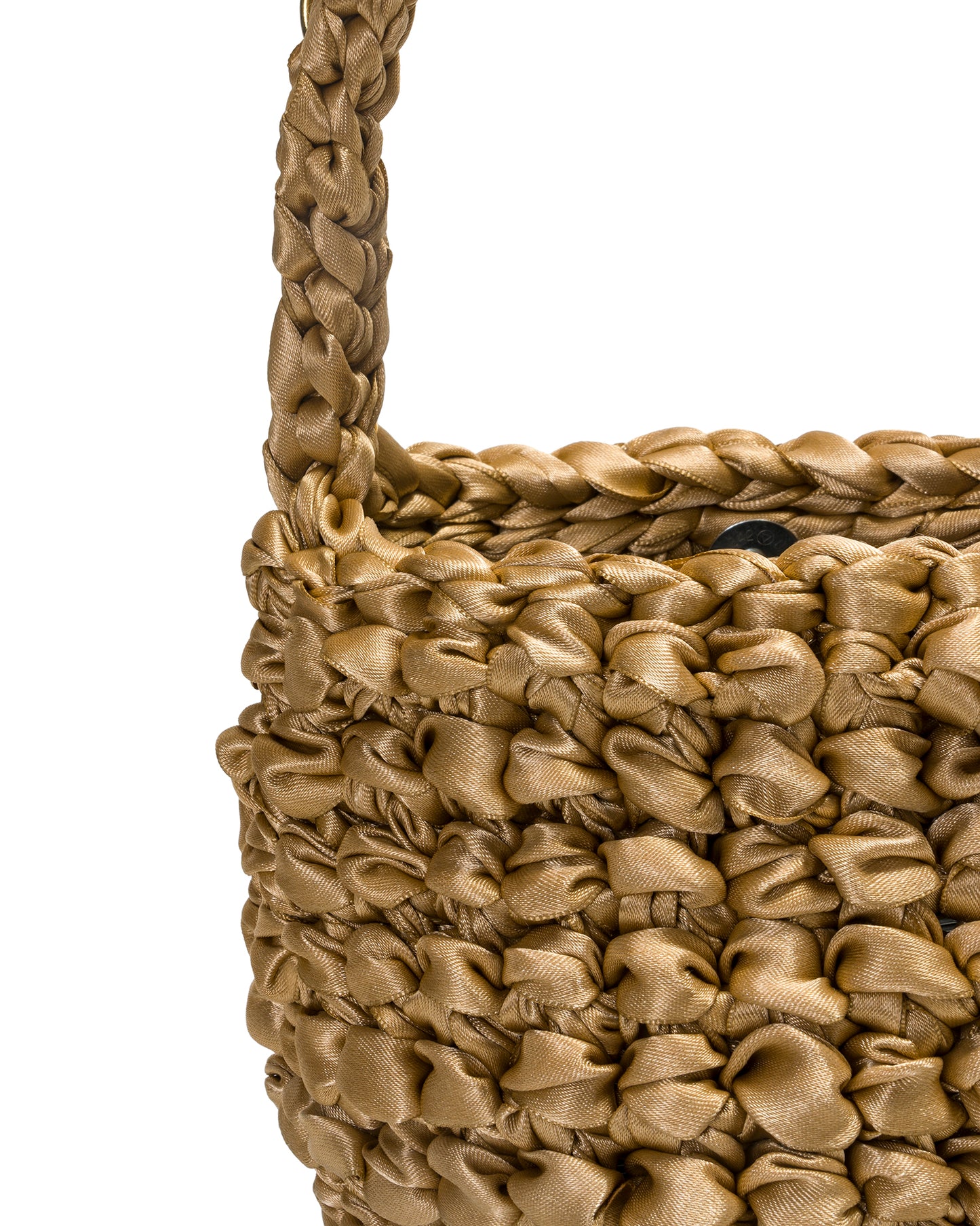 Short Woven Handle And Chain Bag In Deep Gold