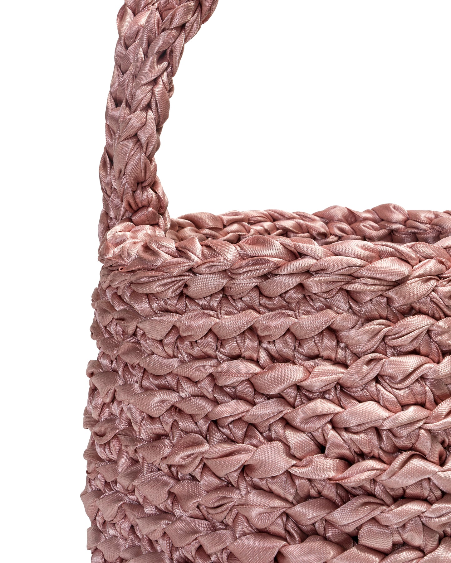 Two Straps Ribbon Crochet Bag in Rosewood