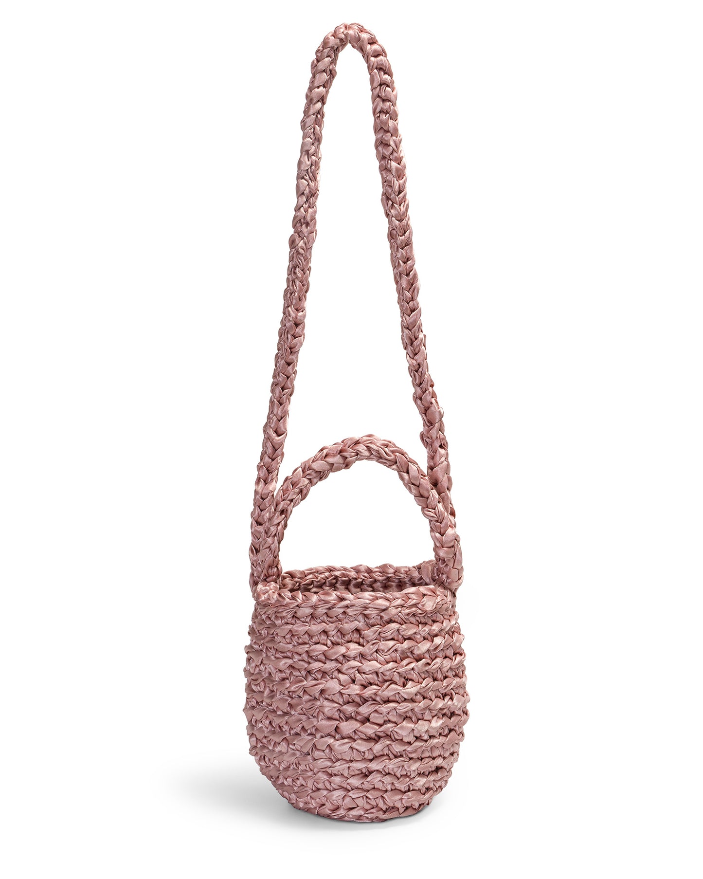 Two Straps Ribbon Crochet Bag in Rosewood