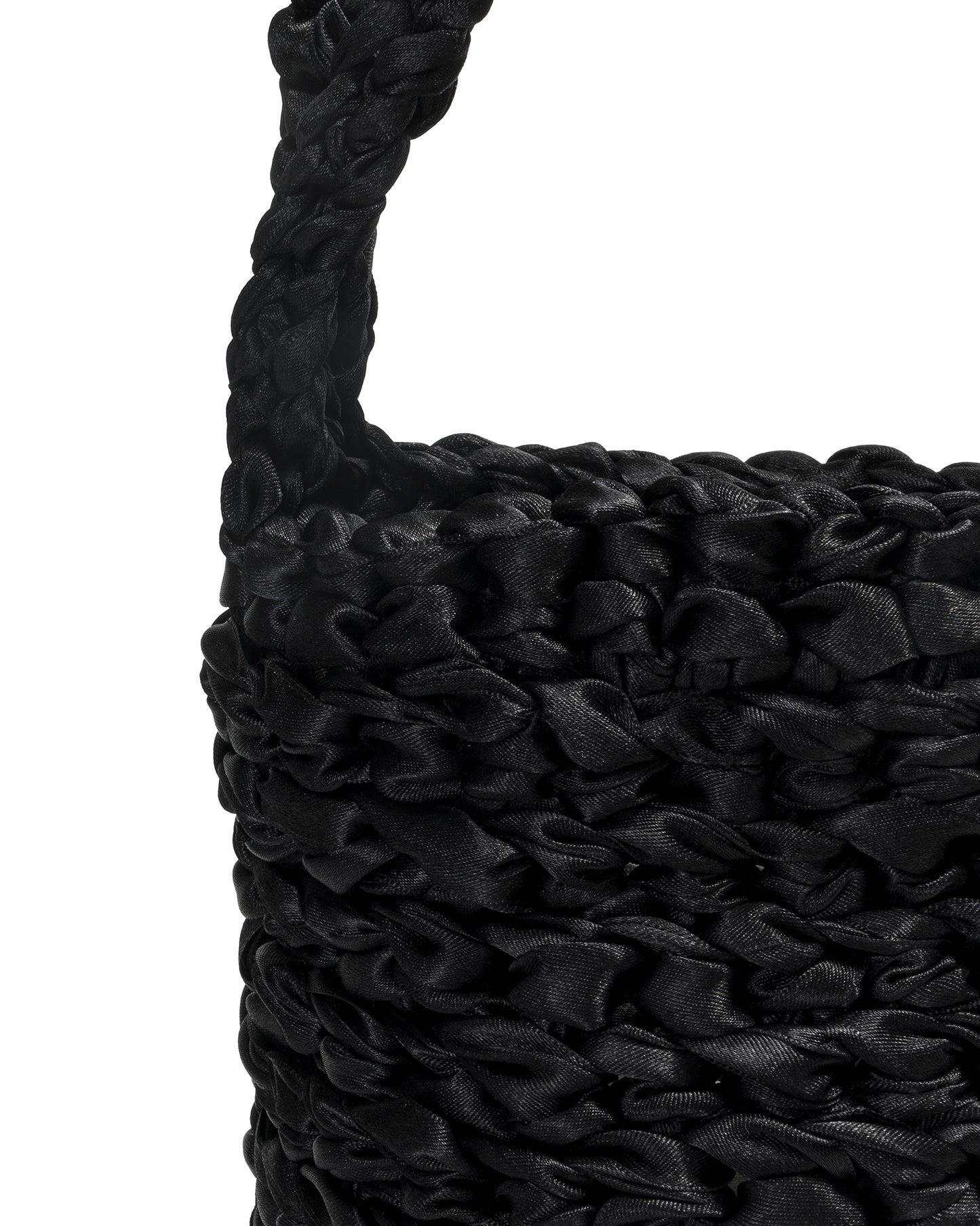 Two Straps Ribbon Crochet Bag in Black