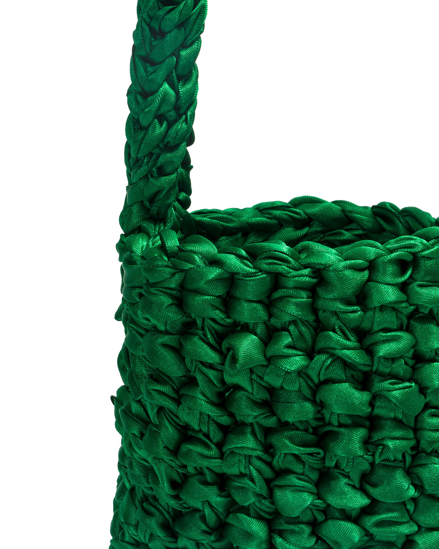 Two Straps Ribbon Crochet Bag in Clover Green