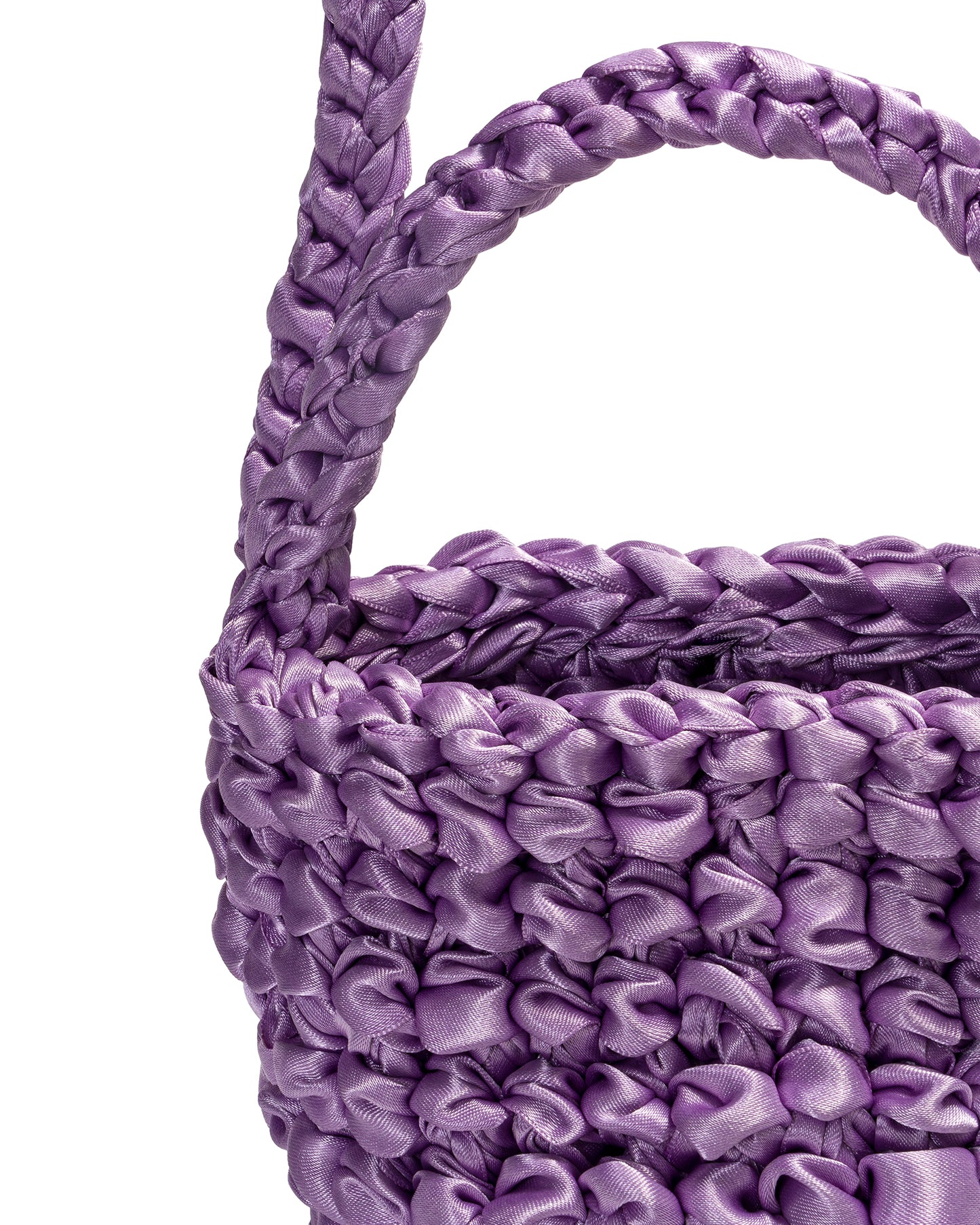 Two Straps Ribbon Crochet Bag in Lilac