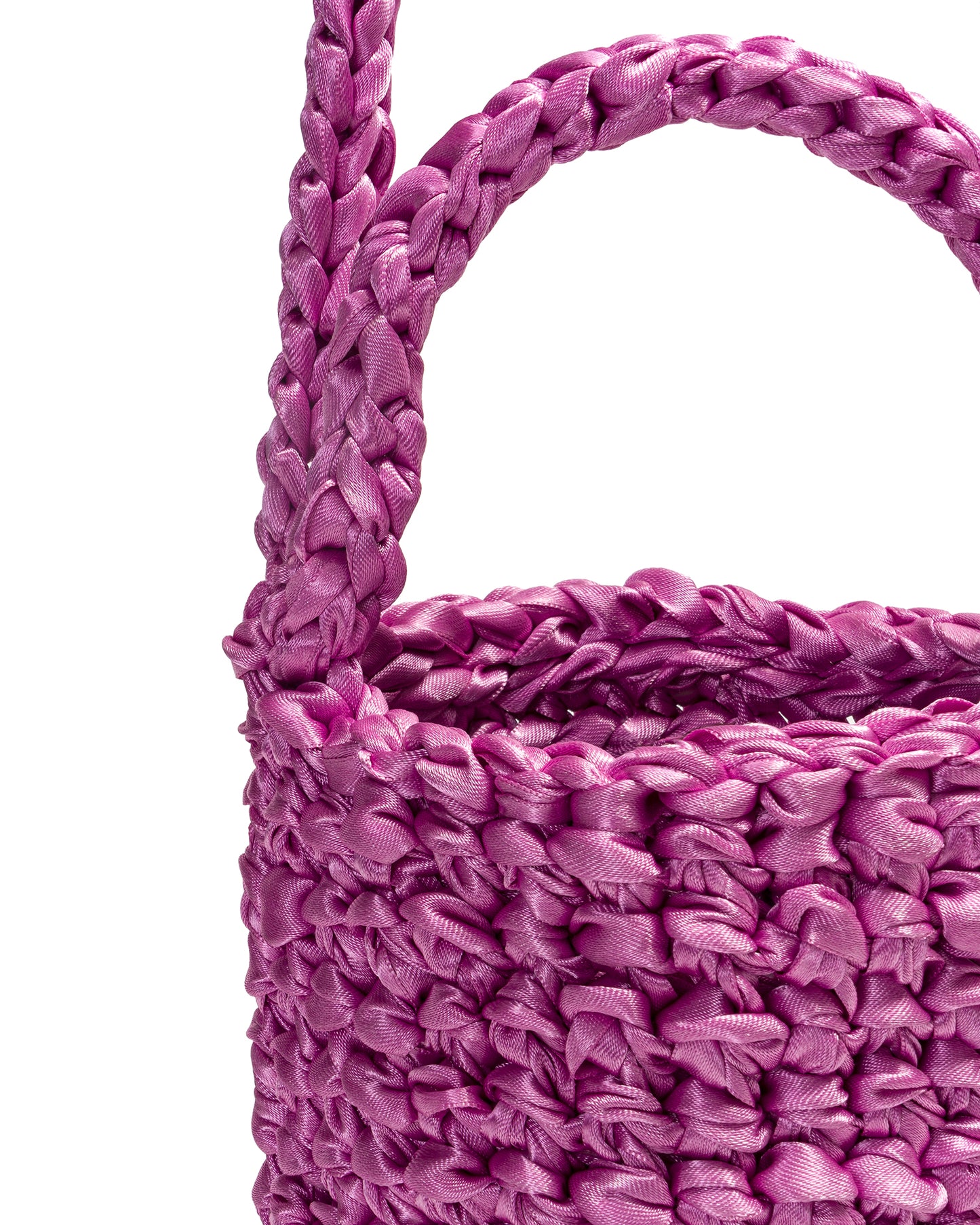 Two Straps Ribbon Crochet Bag in Mallow