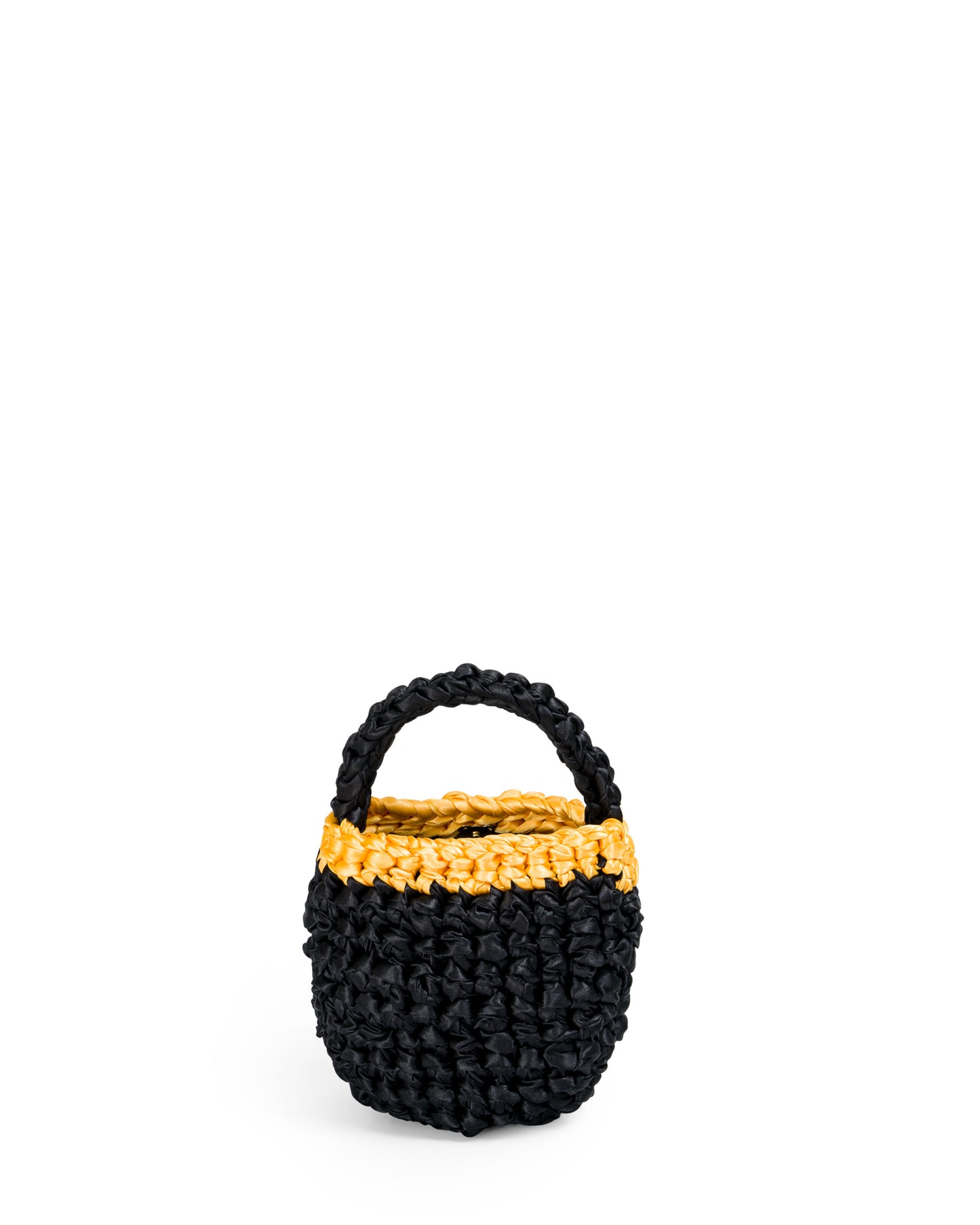 Crochet Pequeño con Asa Corta y Cadena en Negro y Amarillo