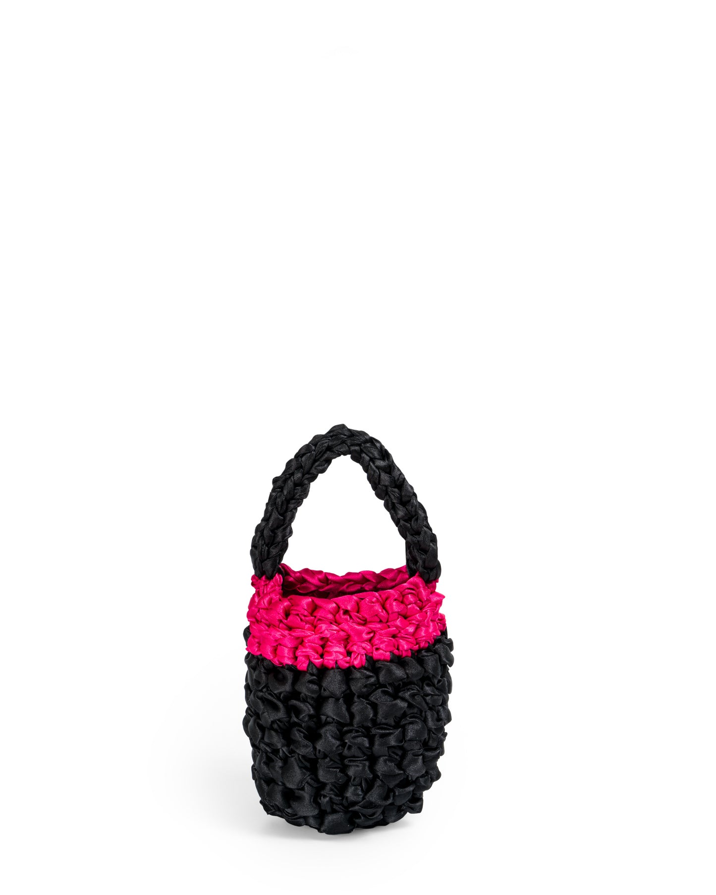 Crochet Pequeño Asa Corta y Larga Tejidas en Negro y Fucsia