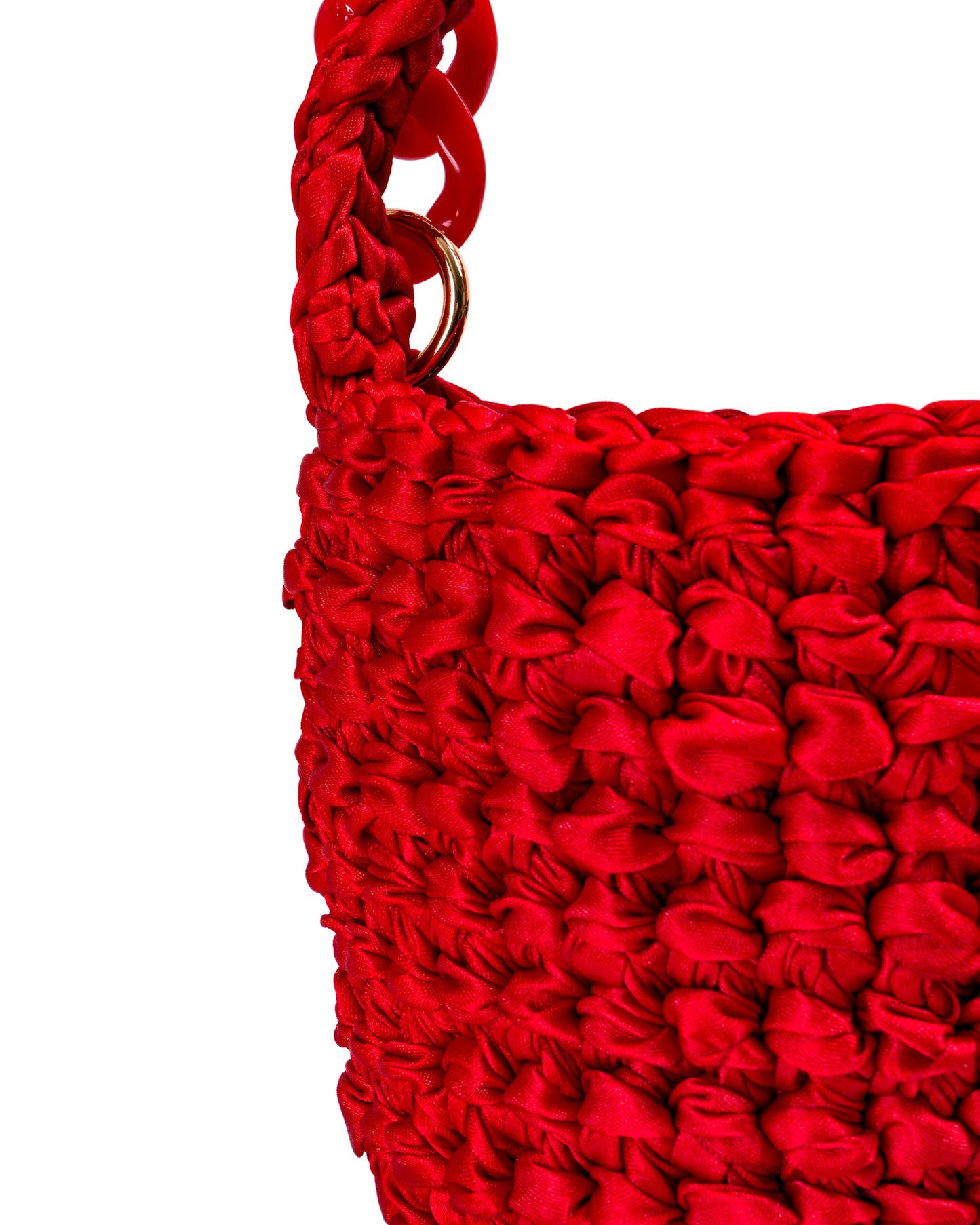 Crochet Asa Corta y Cadena Acrílica en Rojo