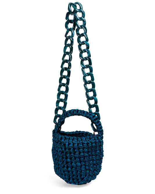 Crochet Asa Corta y Cadena en Acrílica en Azul Petróleo