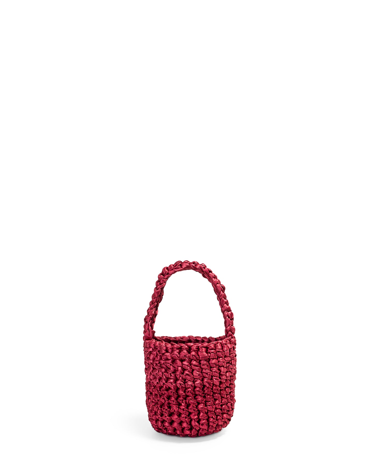 Short Woven Handle and Chain Bag in Red-wine