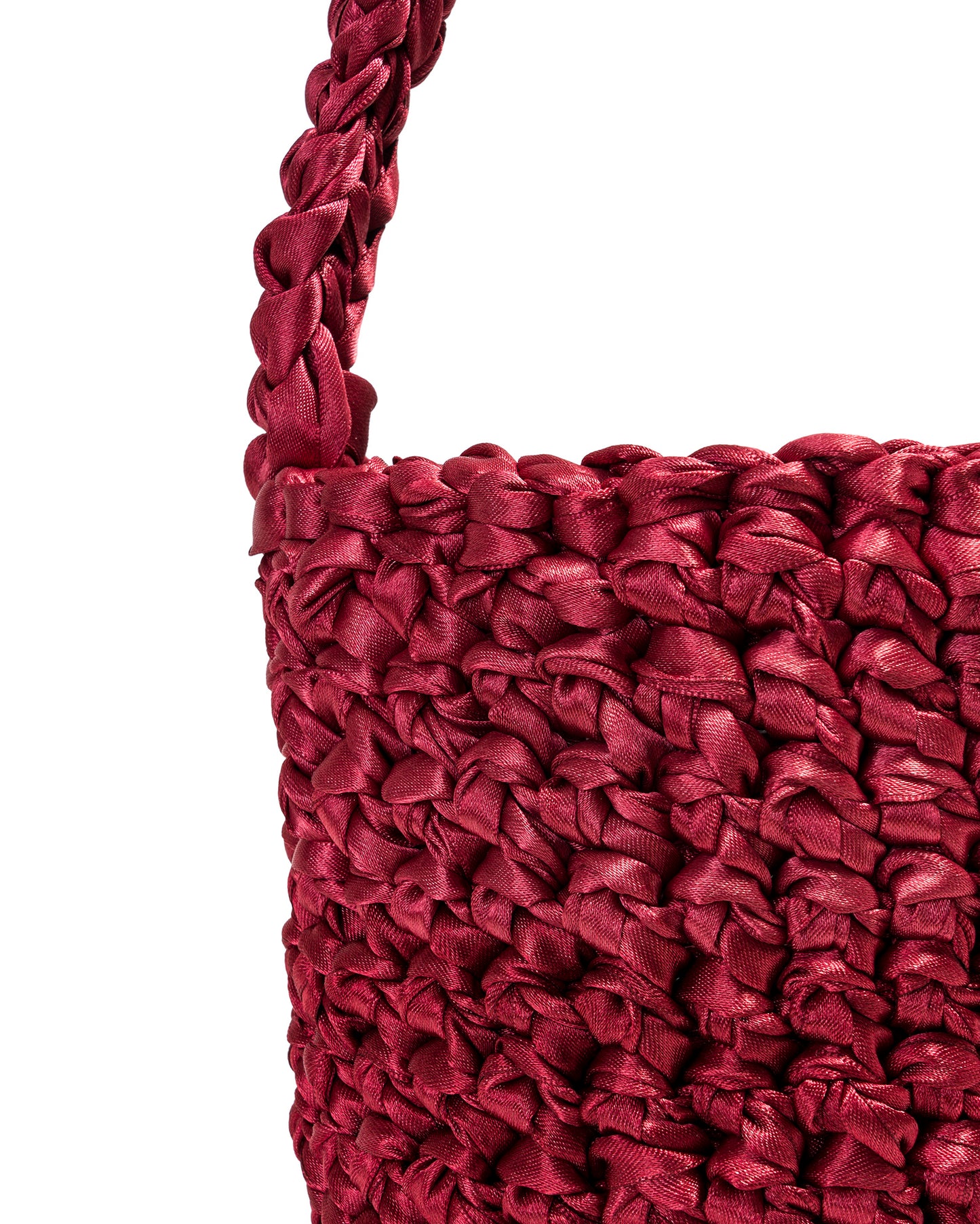 Short Woven Handle and Chain Bag in Red-wine