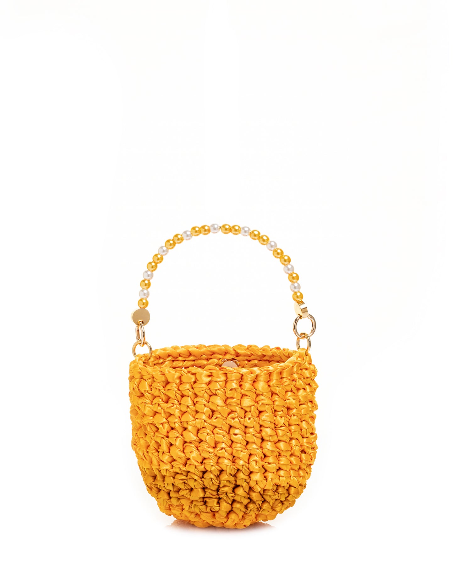 Crochet Asa Rígida con Perlas y Cadena, en Amarillo Bitono