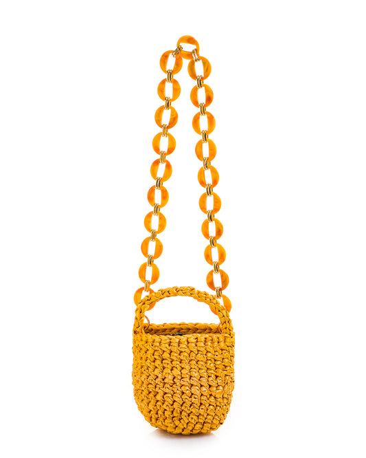 Crochet Asa Corta Tejida y Cadena Acrílica En Amarillo Oro