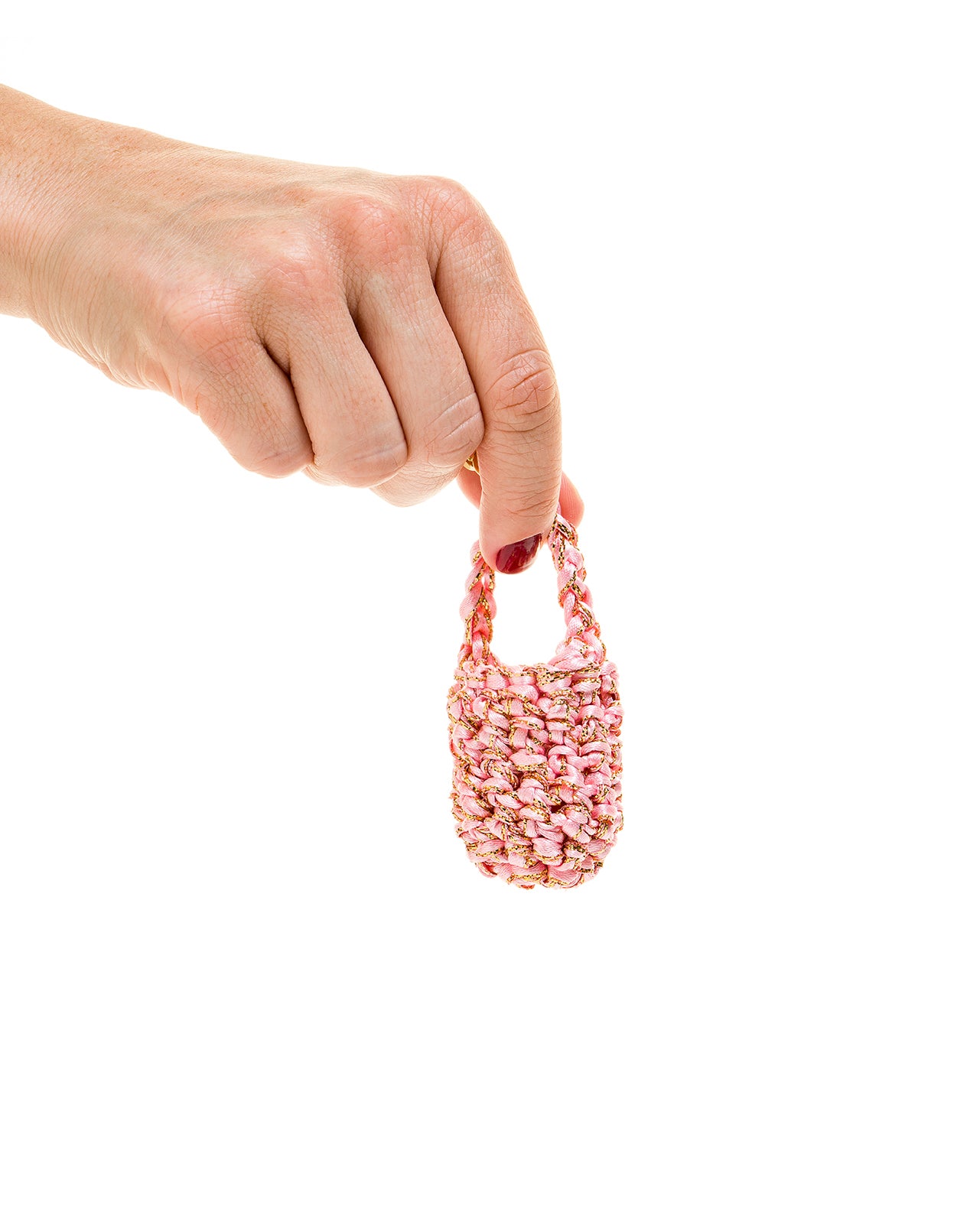 Llavero Mini Bolso Crochet Rosado