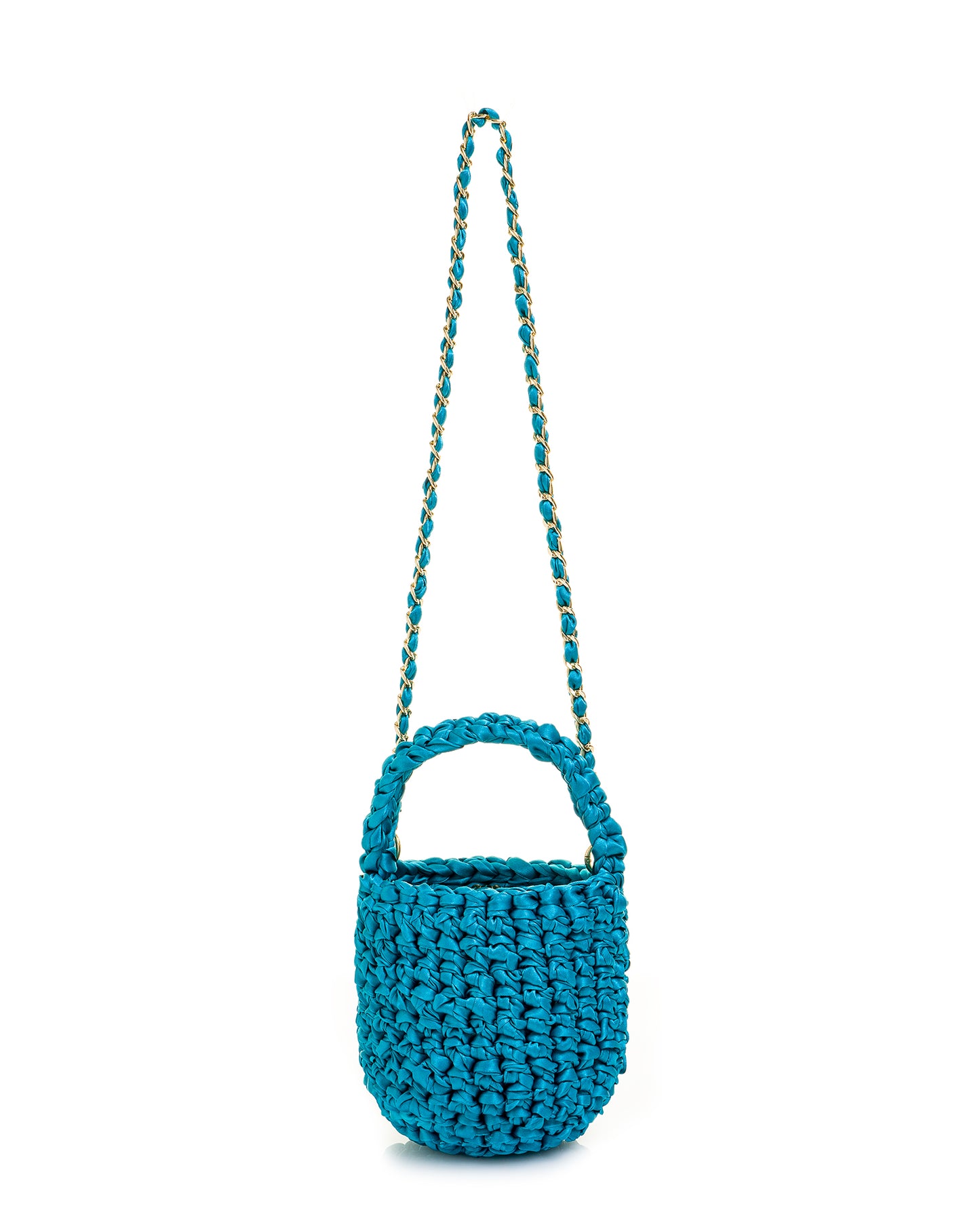 Crochet con Asa Corta y Cadena en Azul Jade