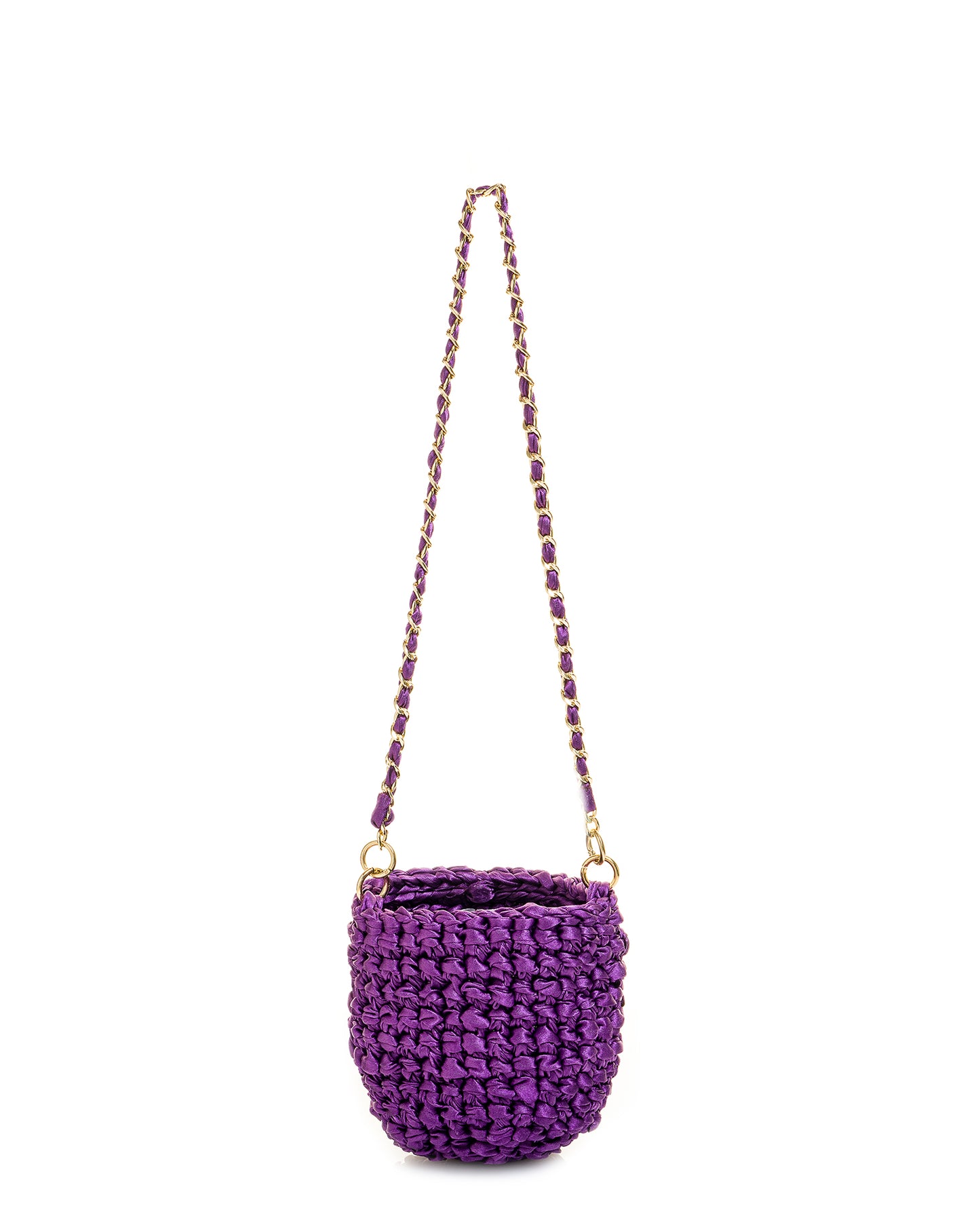 Crochet Asa Rígida con Perlas y Cadena en Morado