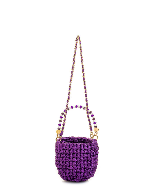 Crochet Asa Rígida con Perlas y Cadena en Morado