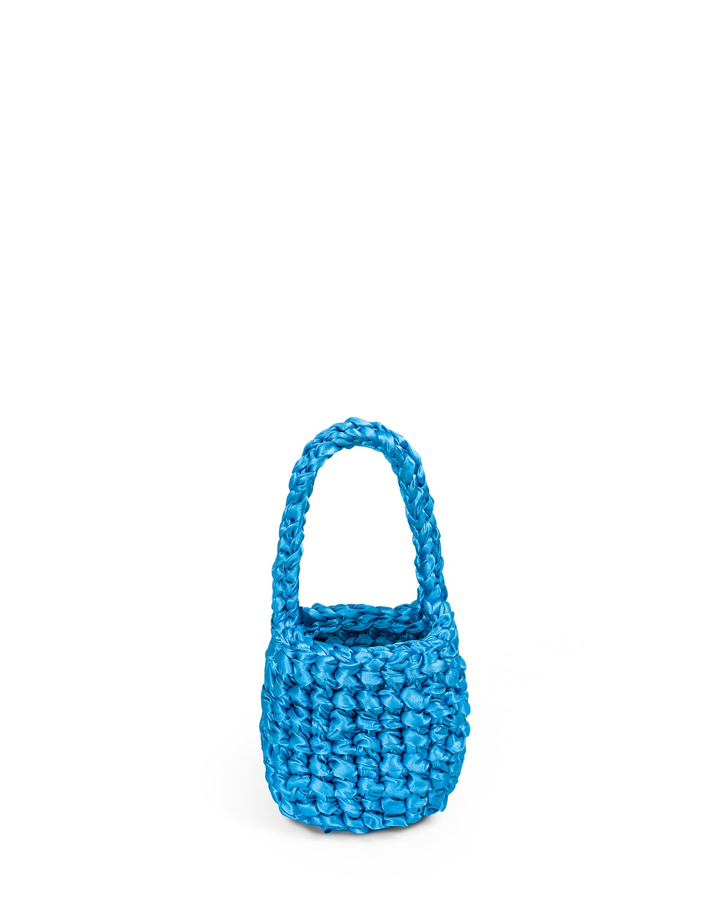 Crochet Pequeño con Asa Corta Tejida y Cadena en Azul Profundo