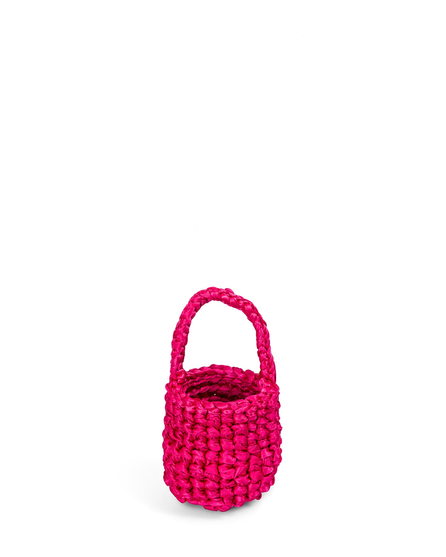 Crochet Pequeño Asa Corta Tejida y Cadena en Fucsia