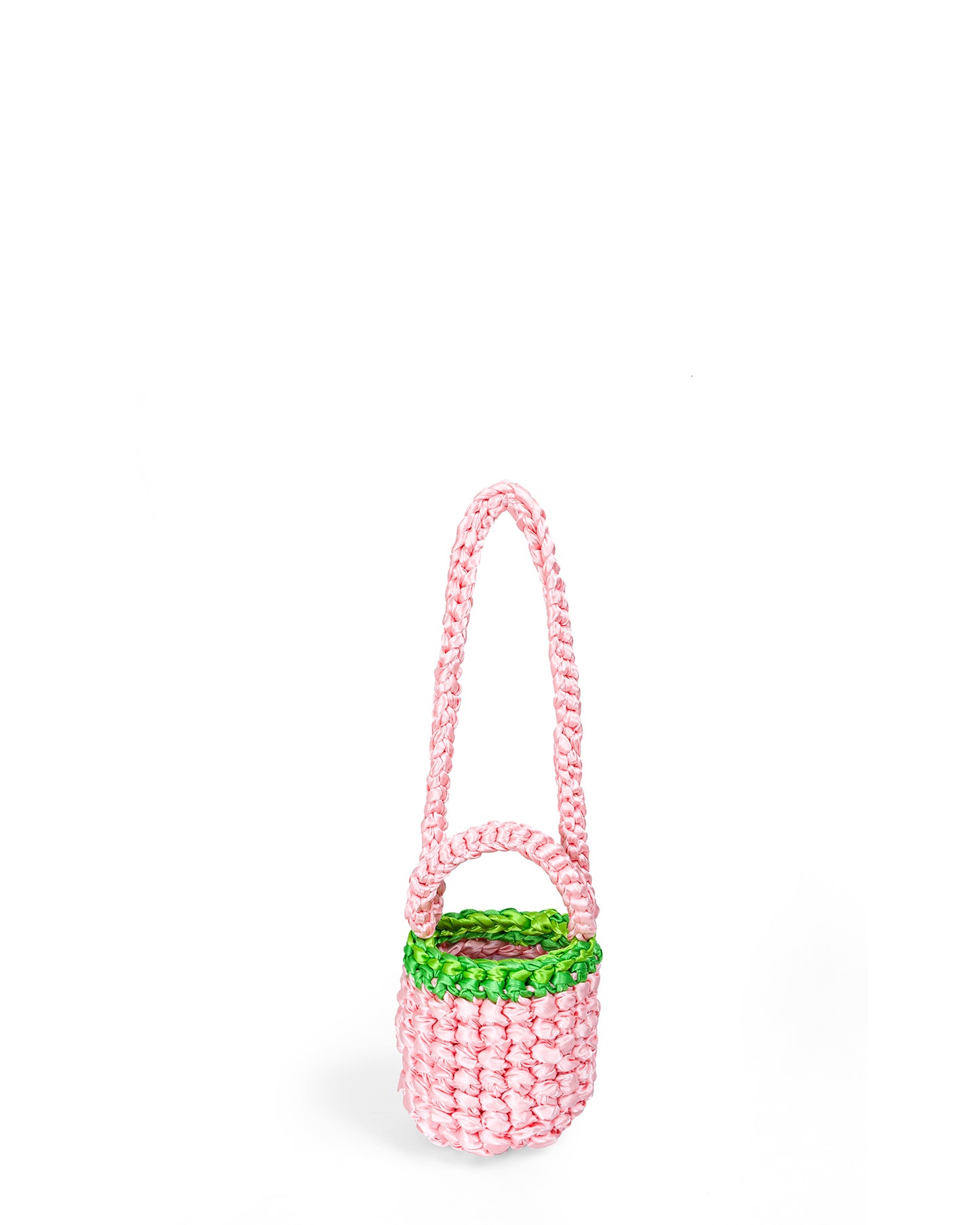 Small Crochet Short and Long Handle Knitted in Pink and Green