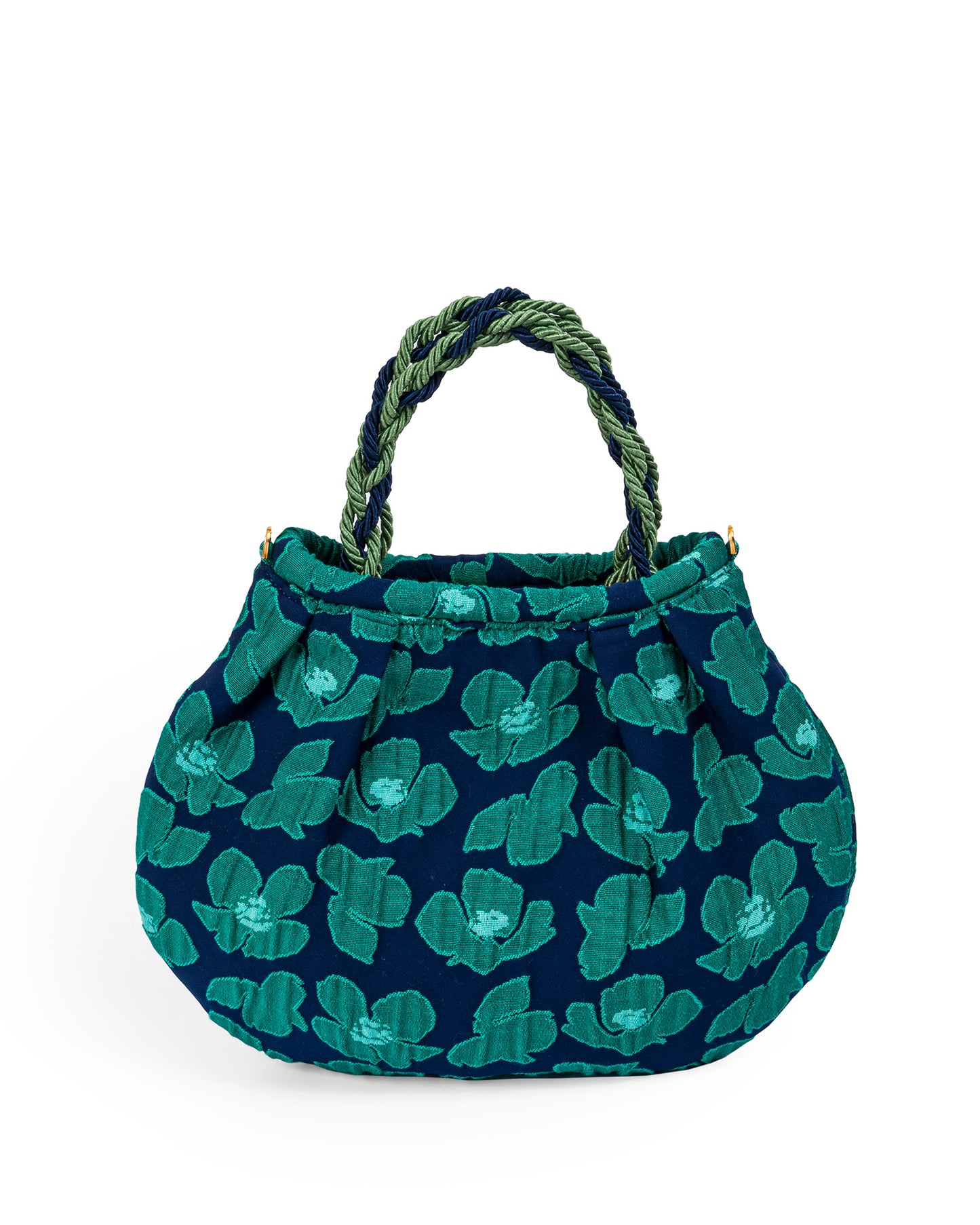 Brocade Bag with Green and Blue Flowers