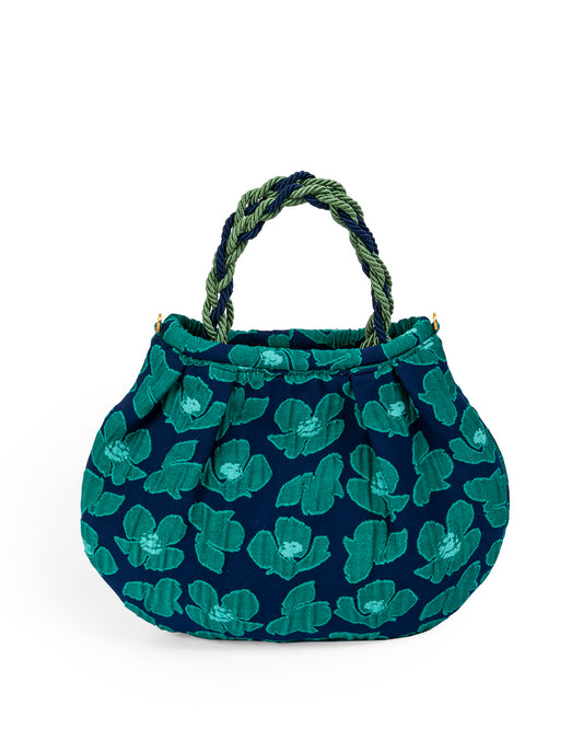 Brocade Bag with Green and Blue Flowers