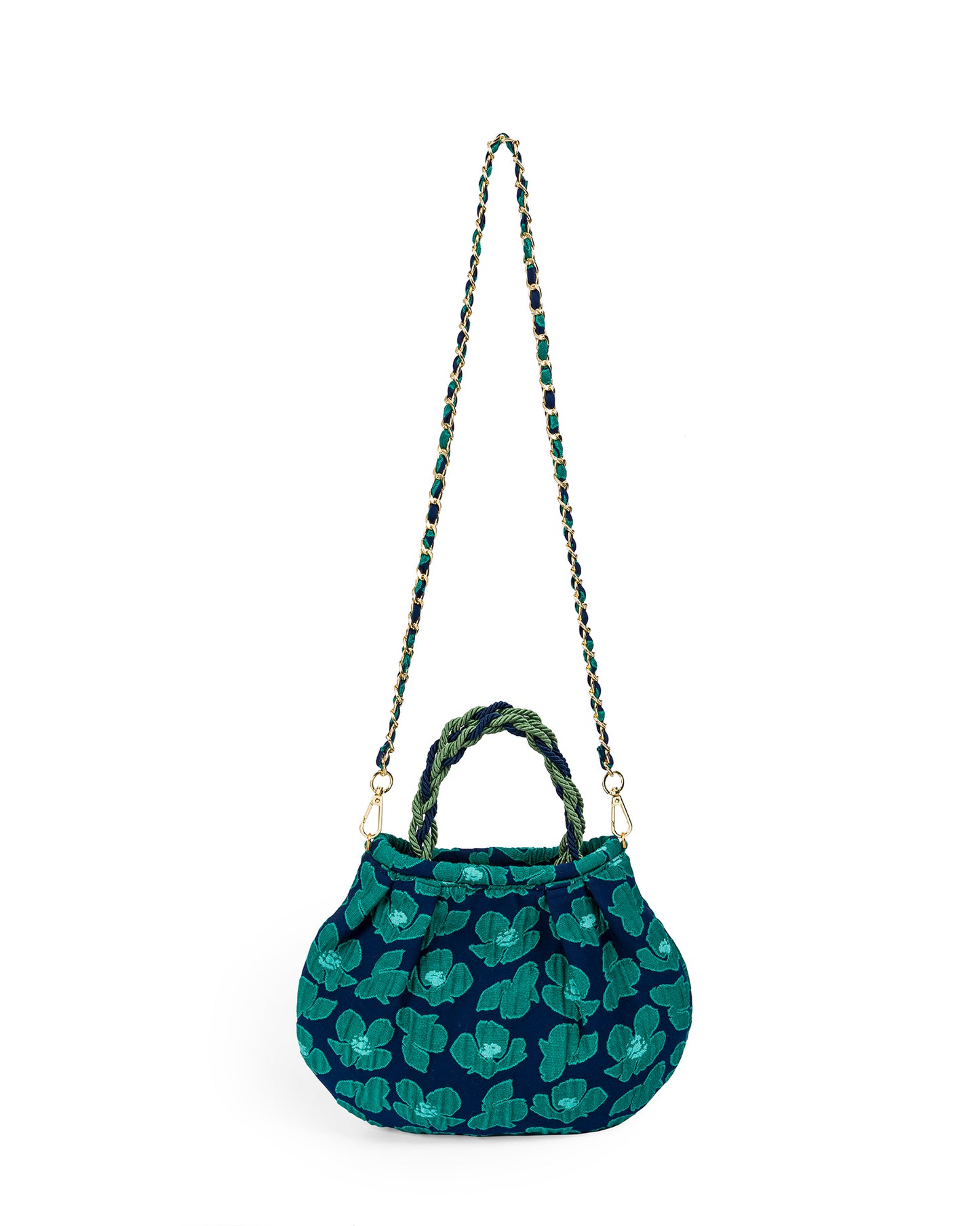 Brocade Bag with Green and Blue Flowers