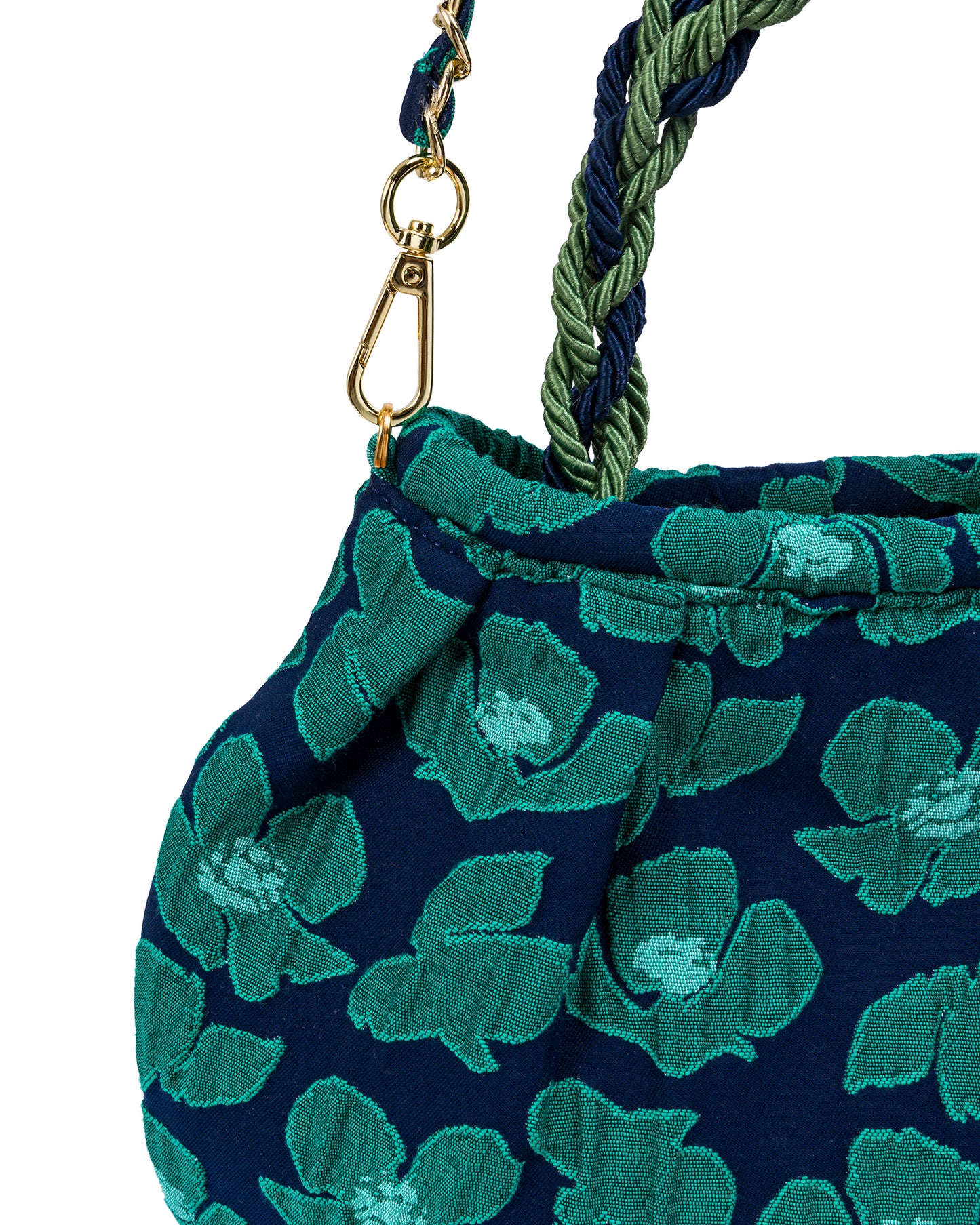 Brocade Bag with Green and Blue Flowers