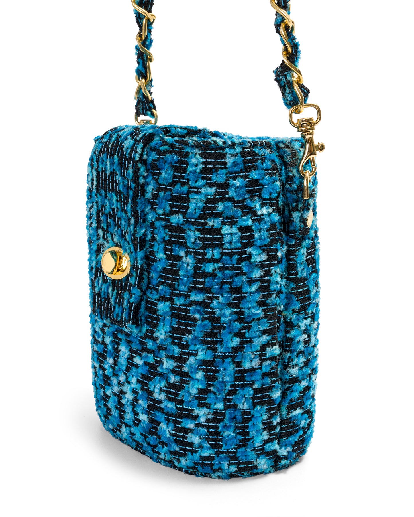 Bolso Baúl Tweed Azul Profundo