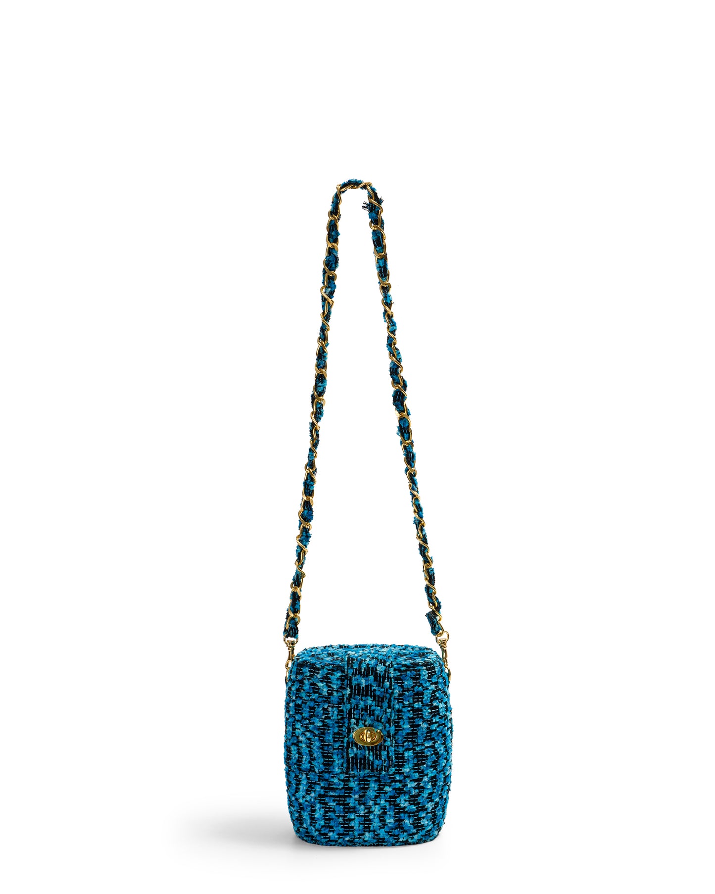 Bolso Baúl Tweed Azul Profundo