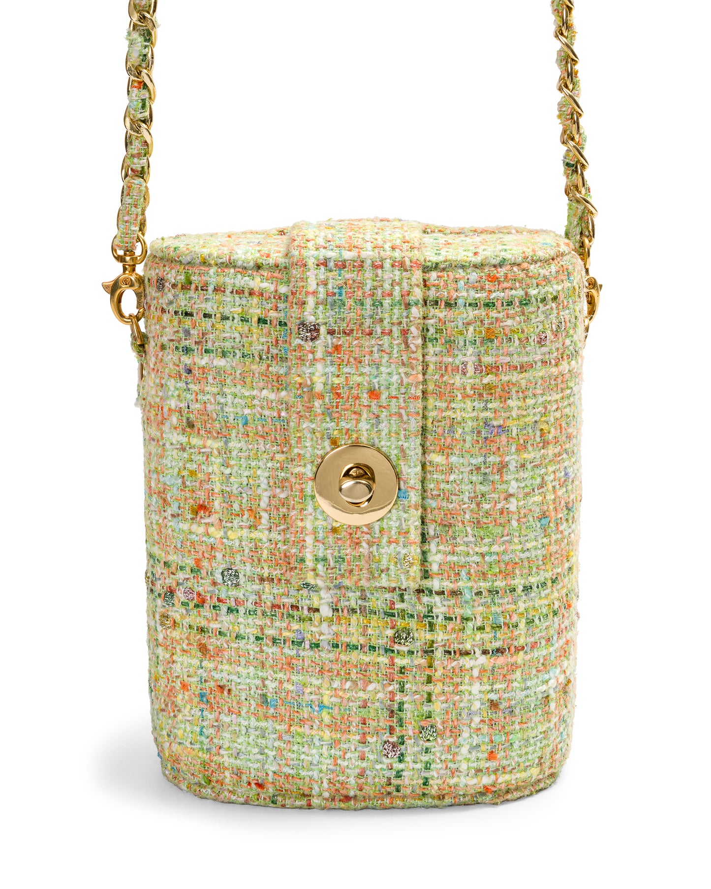 Bolso Baúl Tweed Verde Claro