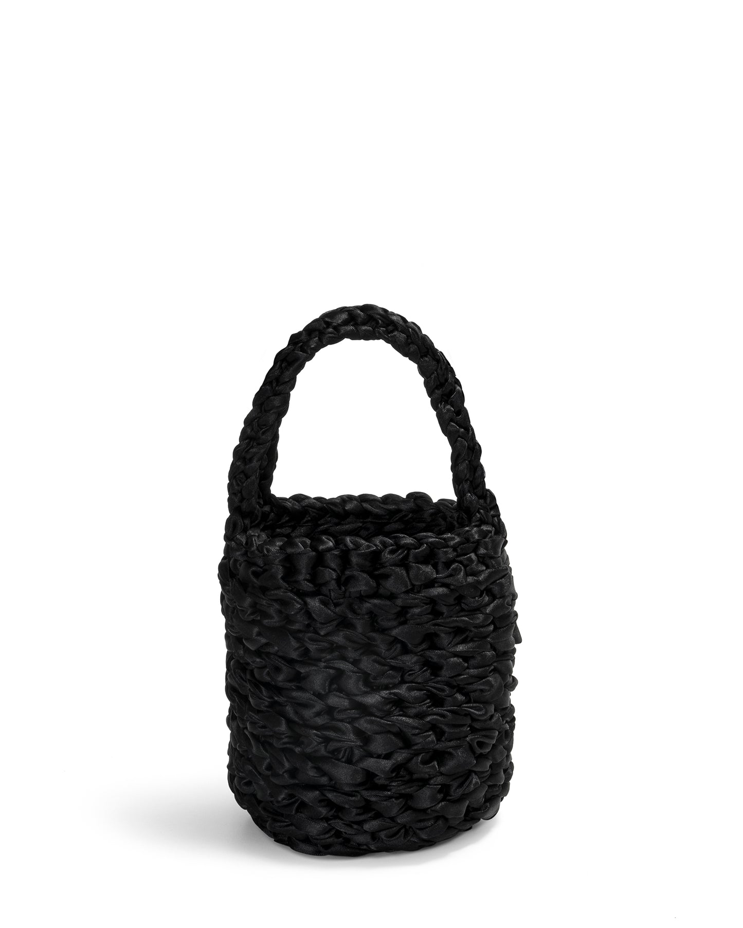 Two Straps Ribbon Crochet Bag in Black