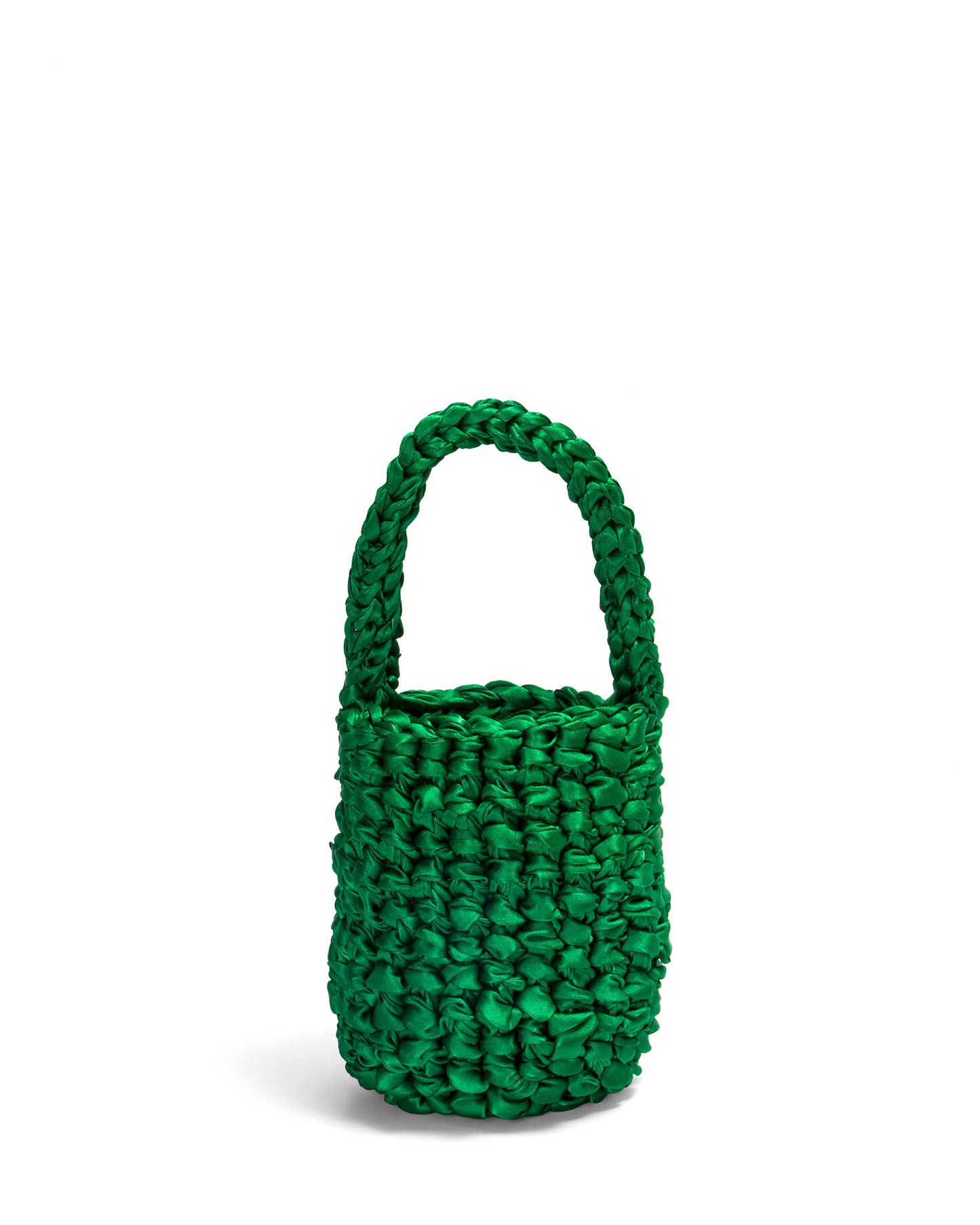 Two Straps Ribbon Crochet Bag in Clover Green