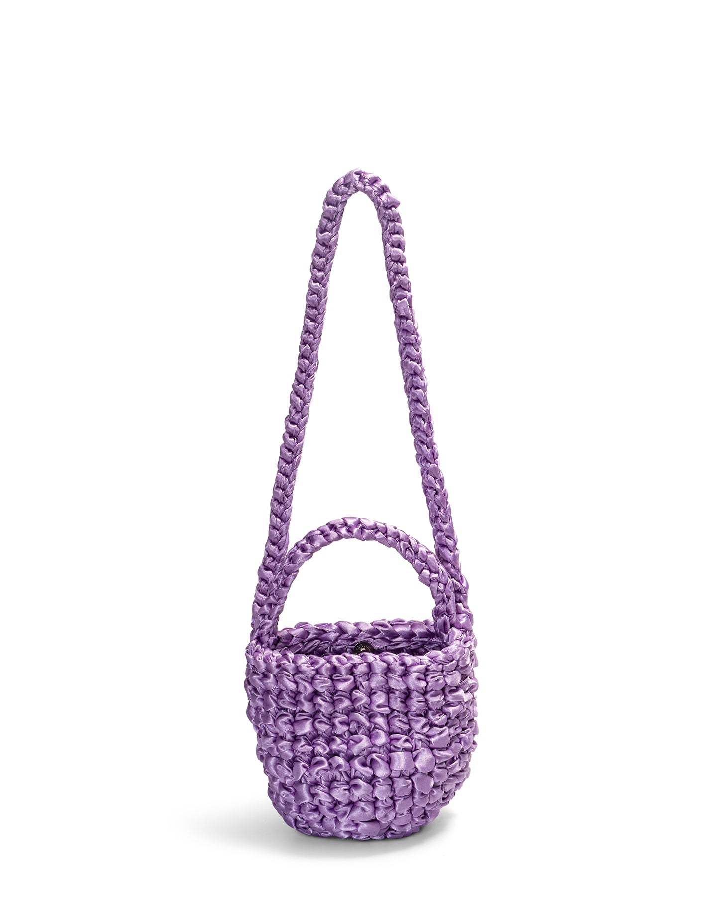 Two Straps Ribbon Crochet Bag in Lilac