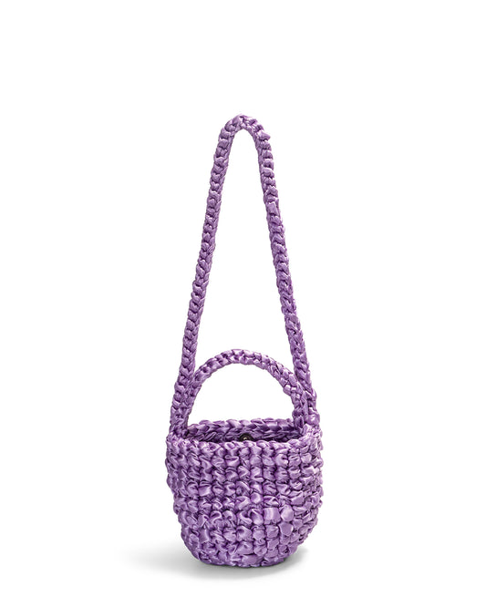 Two Straps Ribbon Crochet Bag in Lilac