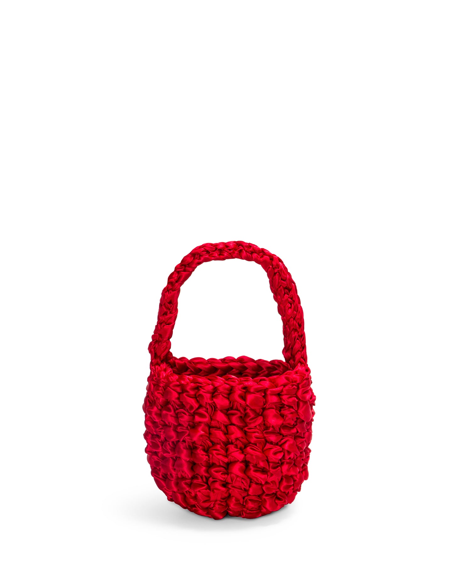 Two Straps Ribbon Crochet Bag in Red