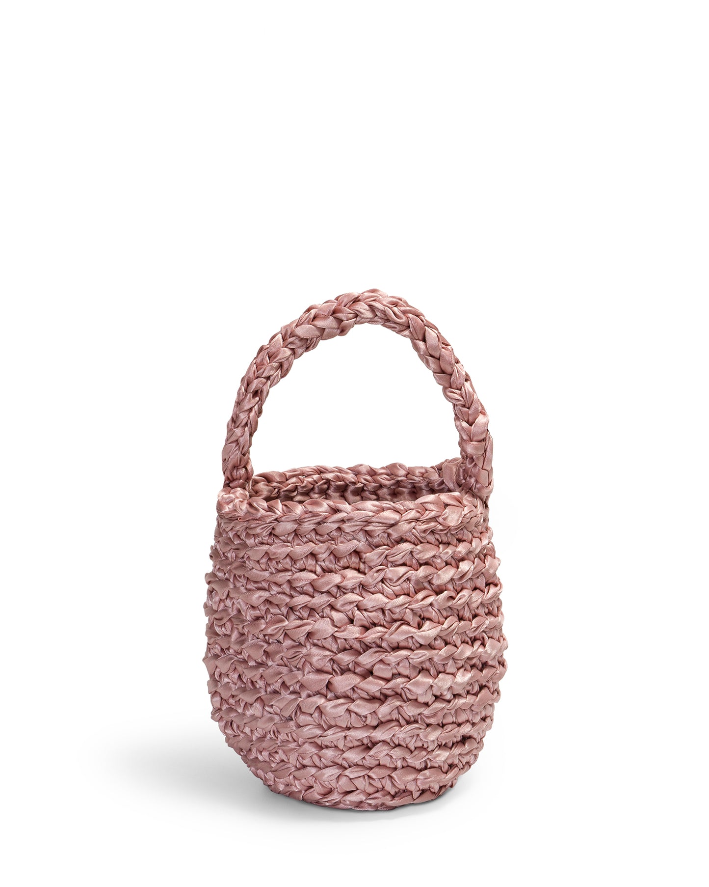 Two Straps Ribbon Crochet Bag in Rosewood