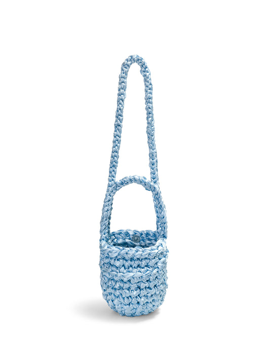 Two Straps Ribbon Crochet Bag in Sky Blue