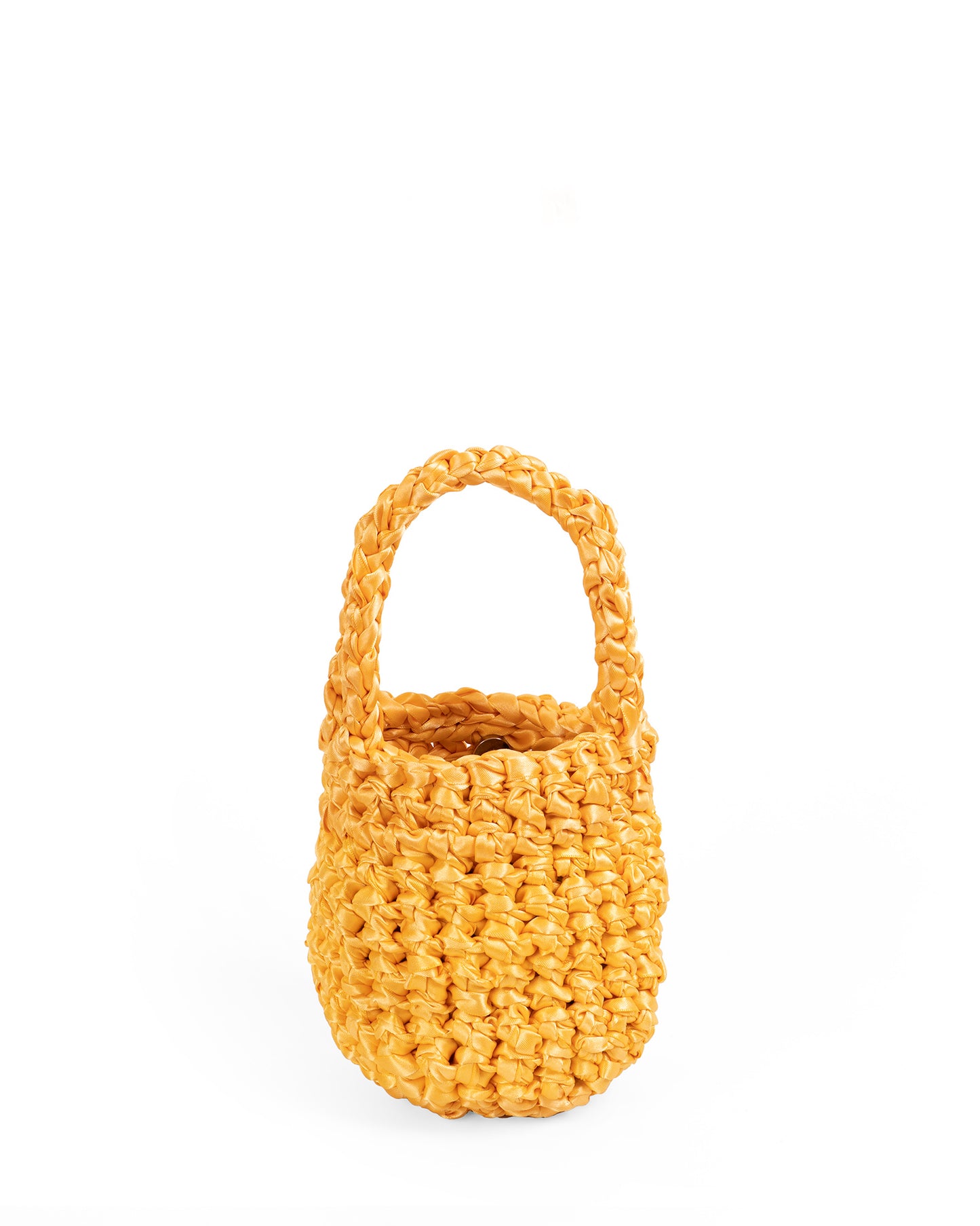 Two Straps Ribbon Crochet Bag in Yellow