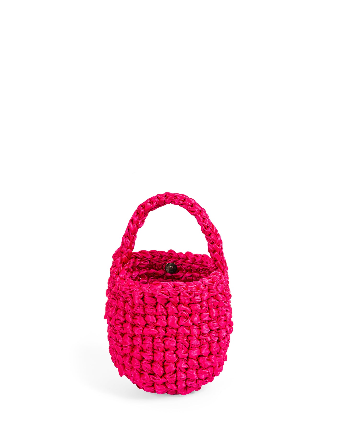 Two Straps Ribbon Crochet Bag in Hot Pink