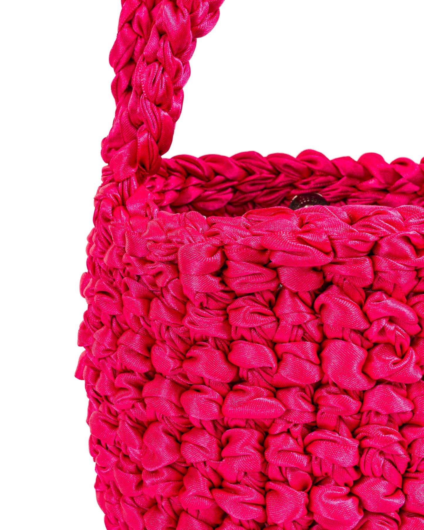 Two Straps Ribbon Crochet Bag in Hot Pink